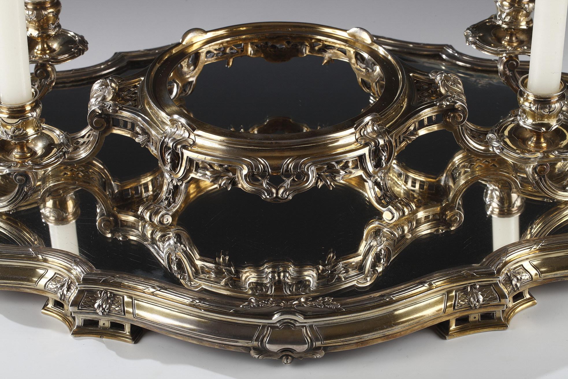 Silvered Charming Silver-Gilt Centerpiece by Boin-Taburet, France, Circa 1880 For Sale