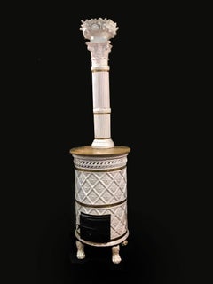 Charming Ceramic Wood Stove, Fireplace, Alsazia, 1870s