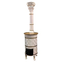 Charming Ceramic Wood Stove, Fireplace, Alsazia, 1870s