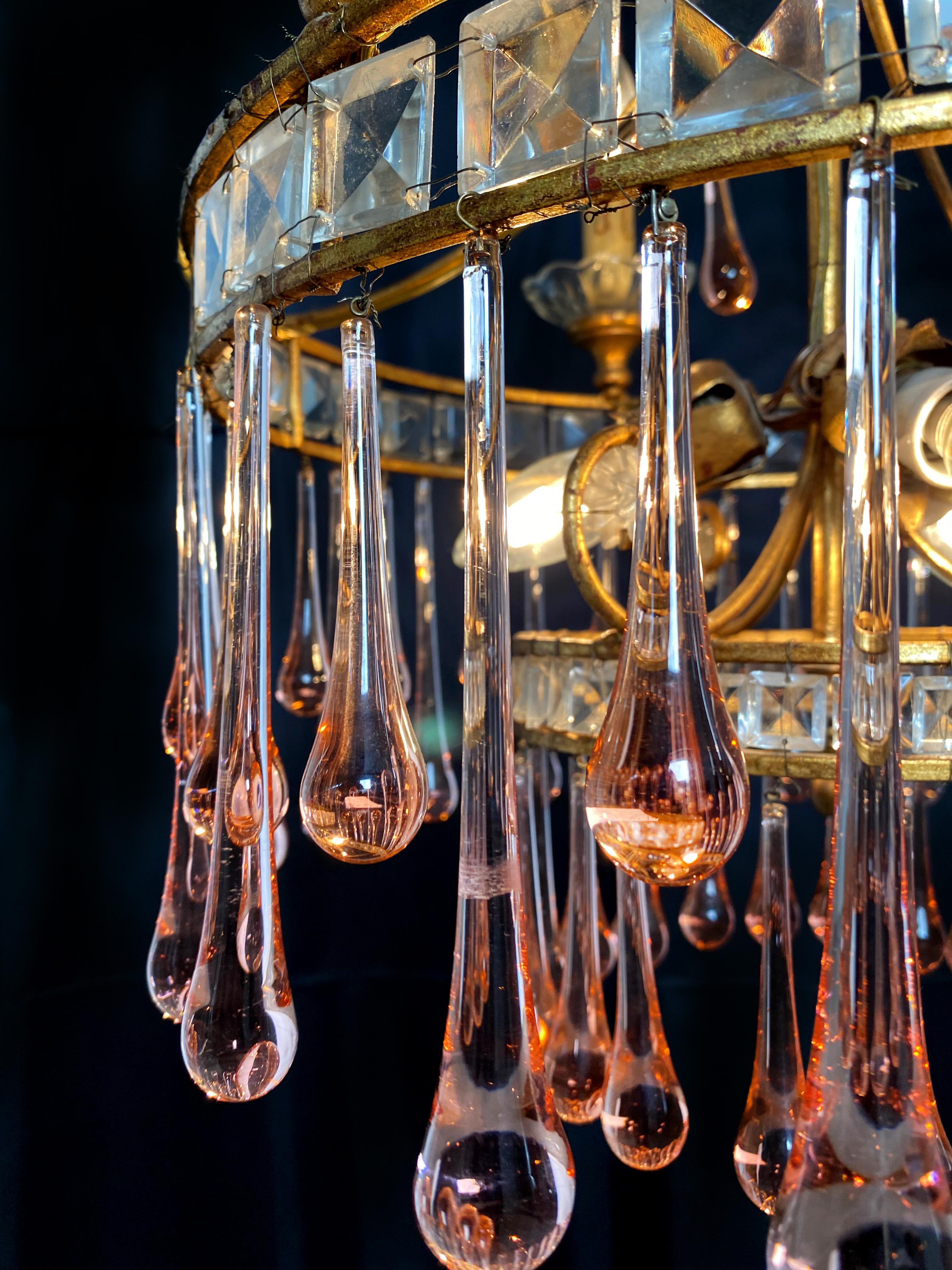 Charmant lustre Ambra Drops Glass:: Murano:: années 1950 en vente 6