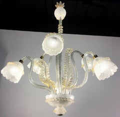 Kronleuchter „Reticello“ mit Goldeinschlüssen, Seguso zugeschrieben. Murano, 1940