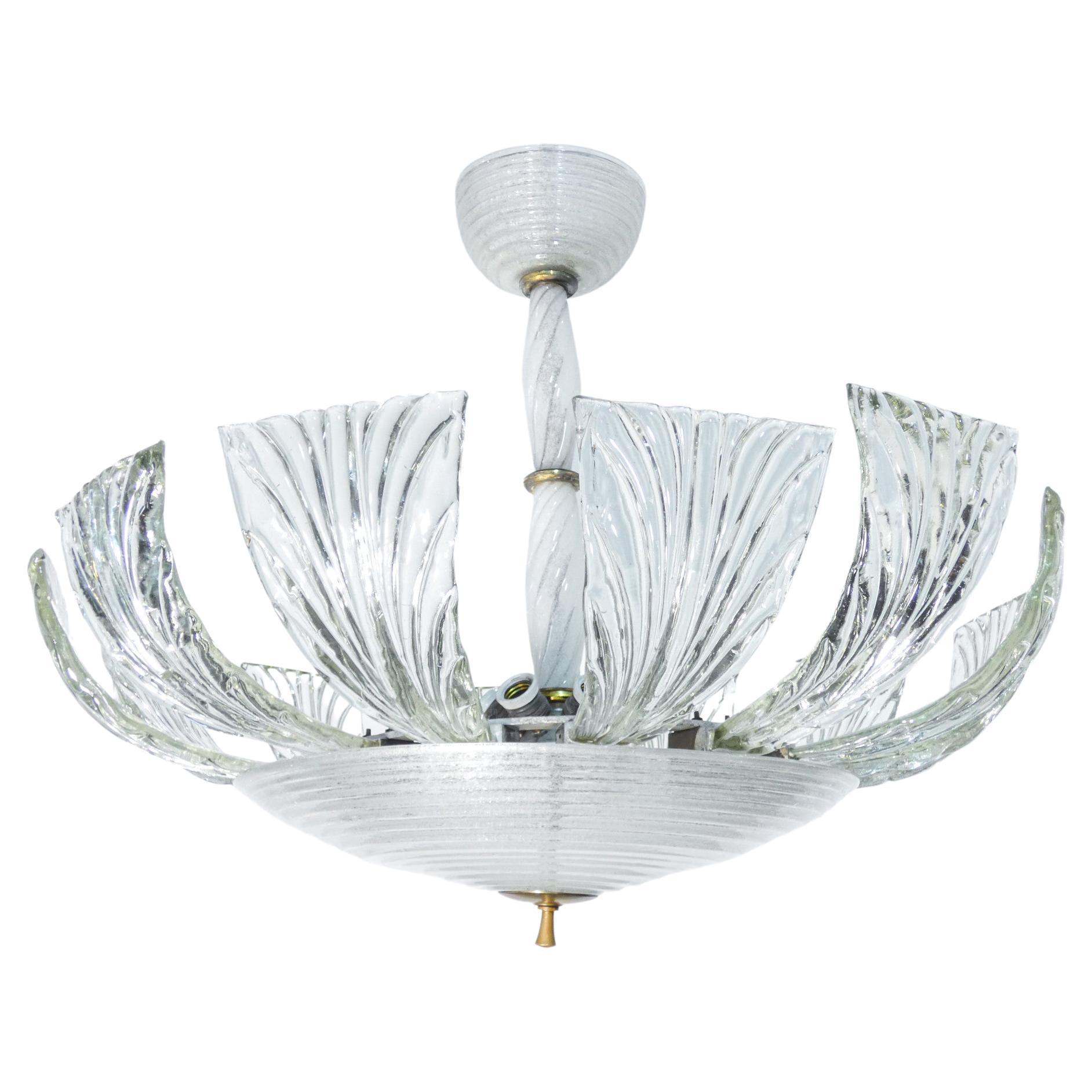 Charming Chandelier by Barovier & Toso, Murano, 1940s