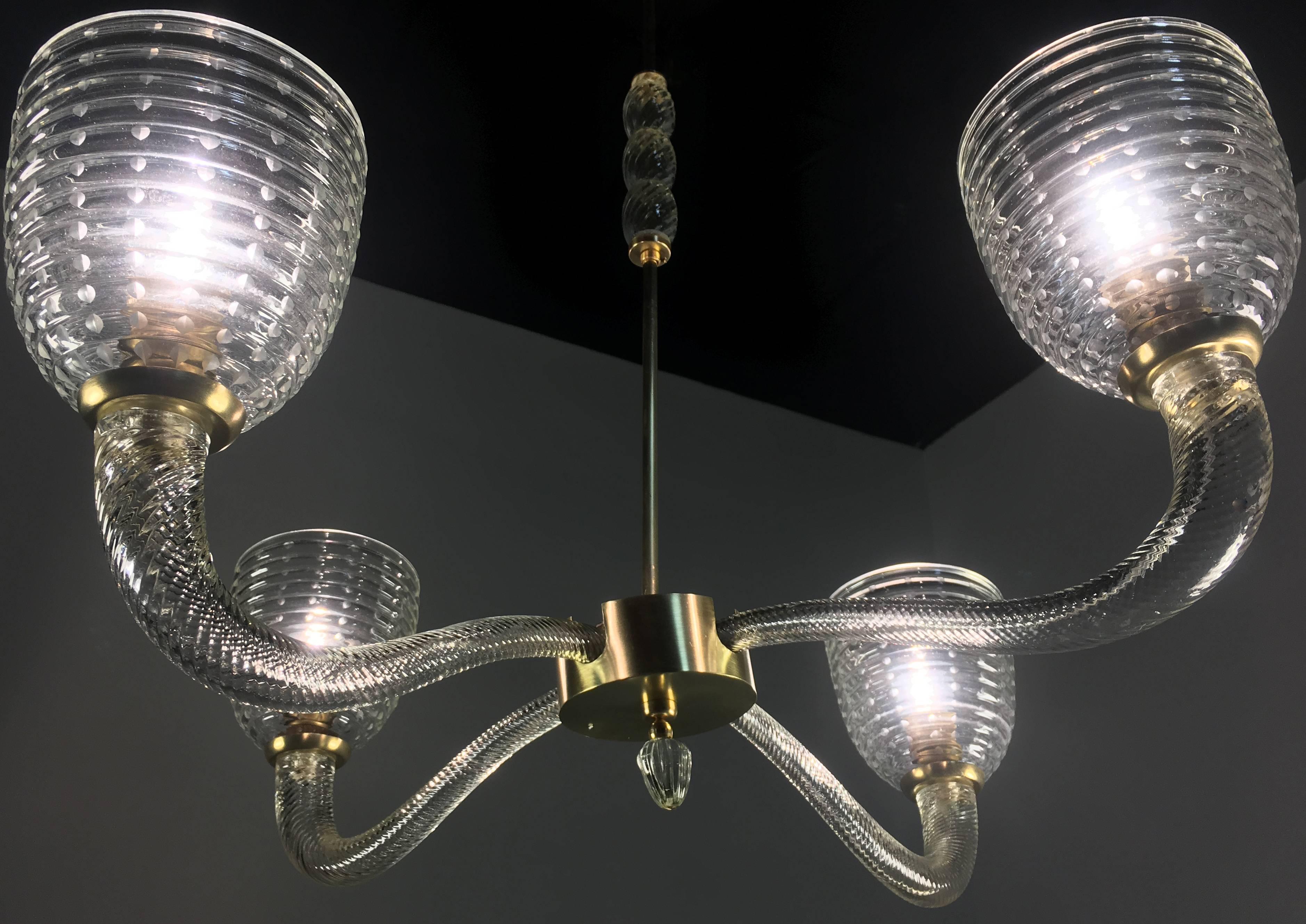 Charming Chandelier by Venini, Murano, 1940 For Sale 4