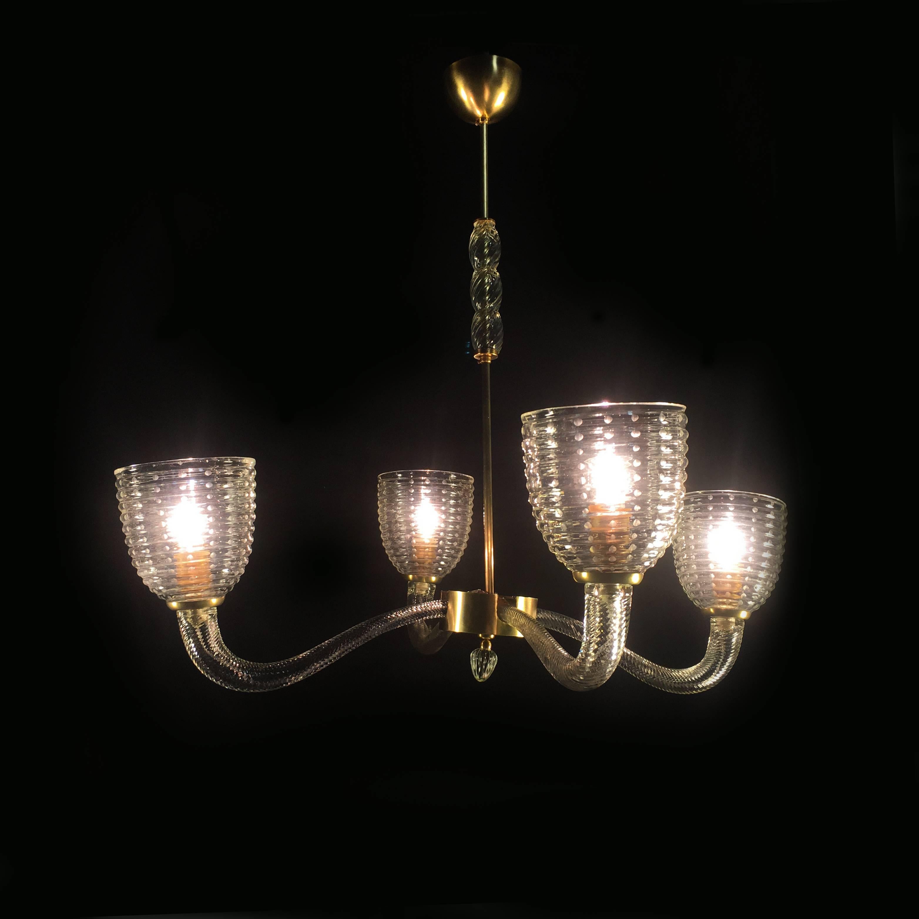 Charming Chandelier by Venini, Murano, 1940 For Sale 11