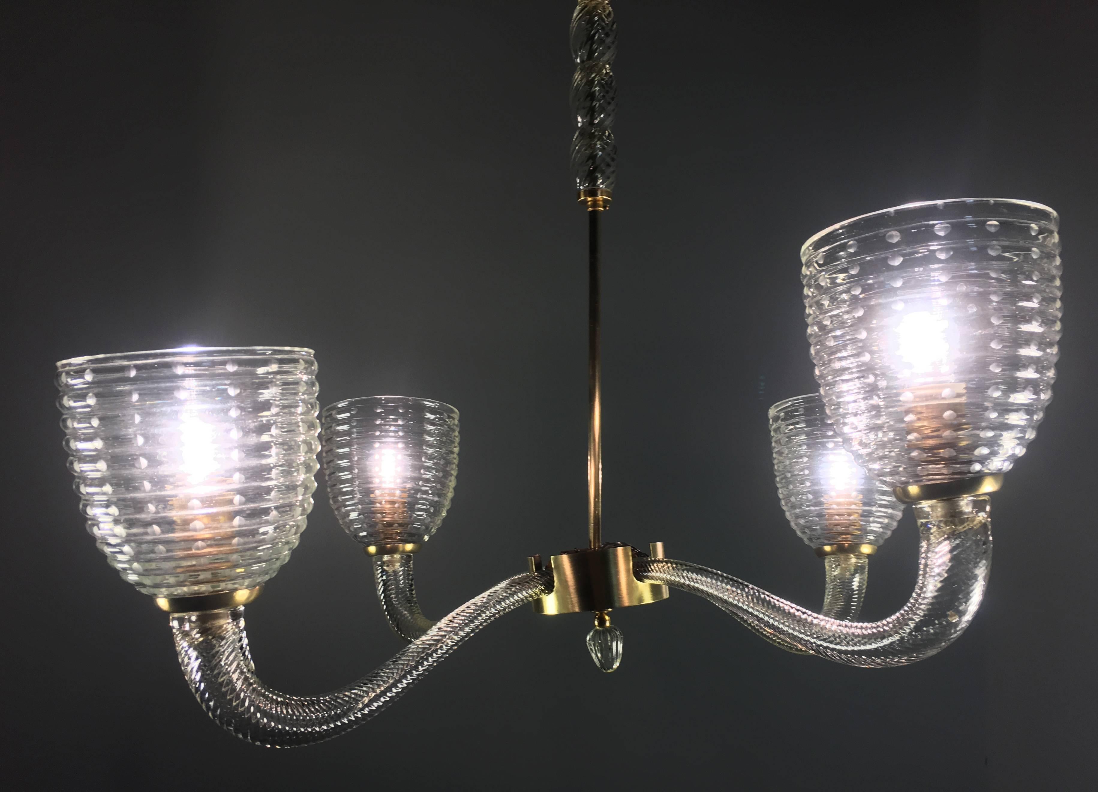Charming Chandelier by Venini, Murano, 1940 For Sale 1