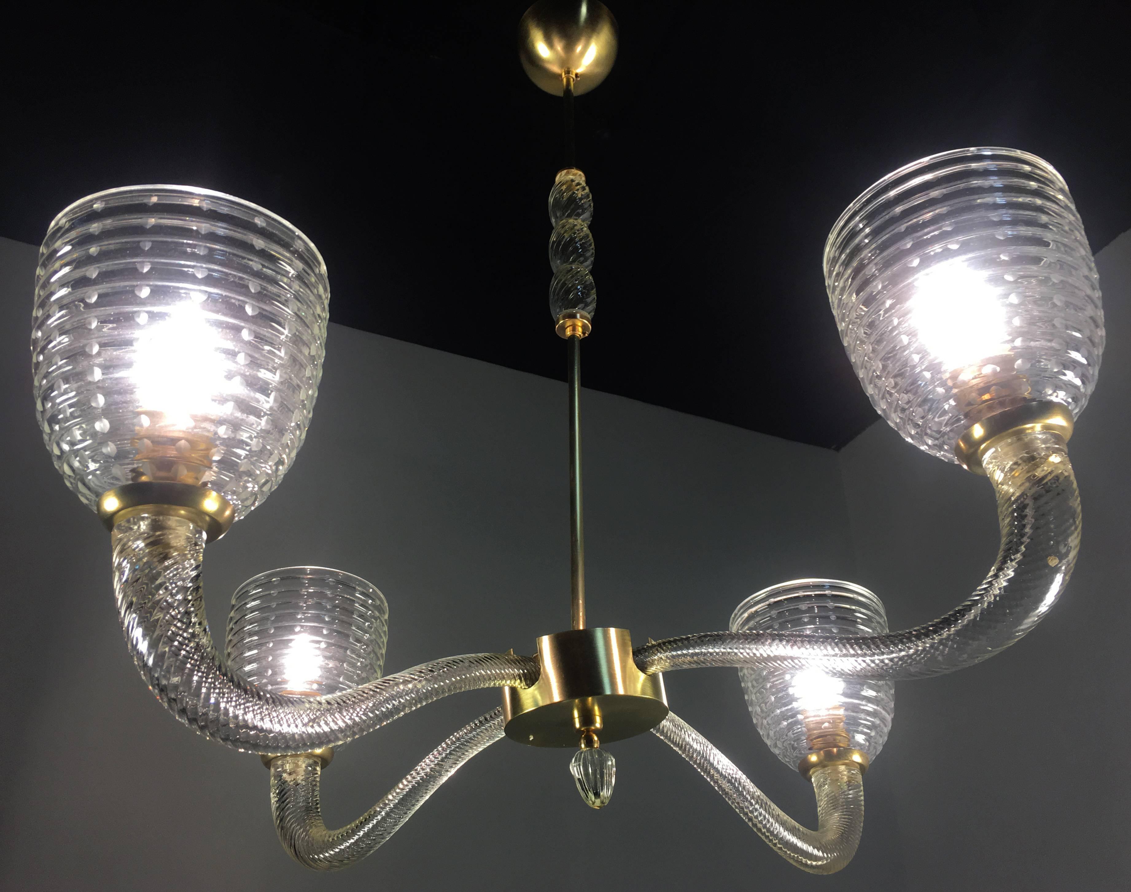 Charming Chandelier by Venini, Murano, 1940 For Sale 3