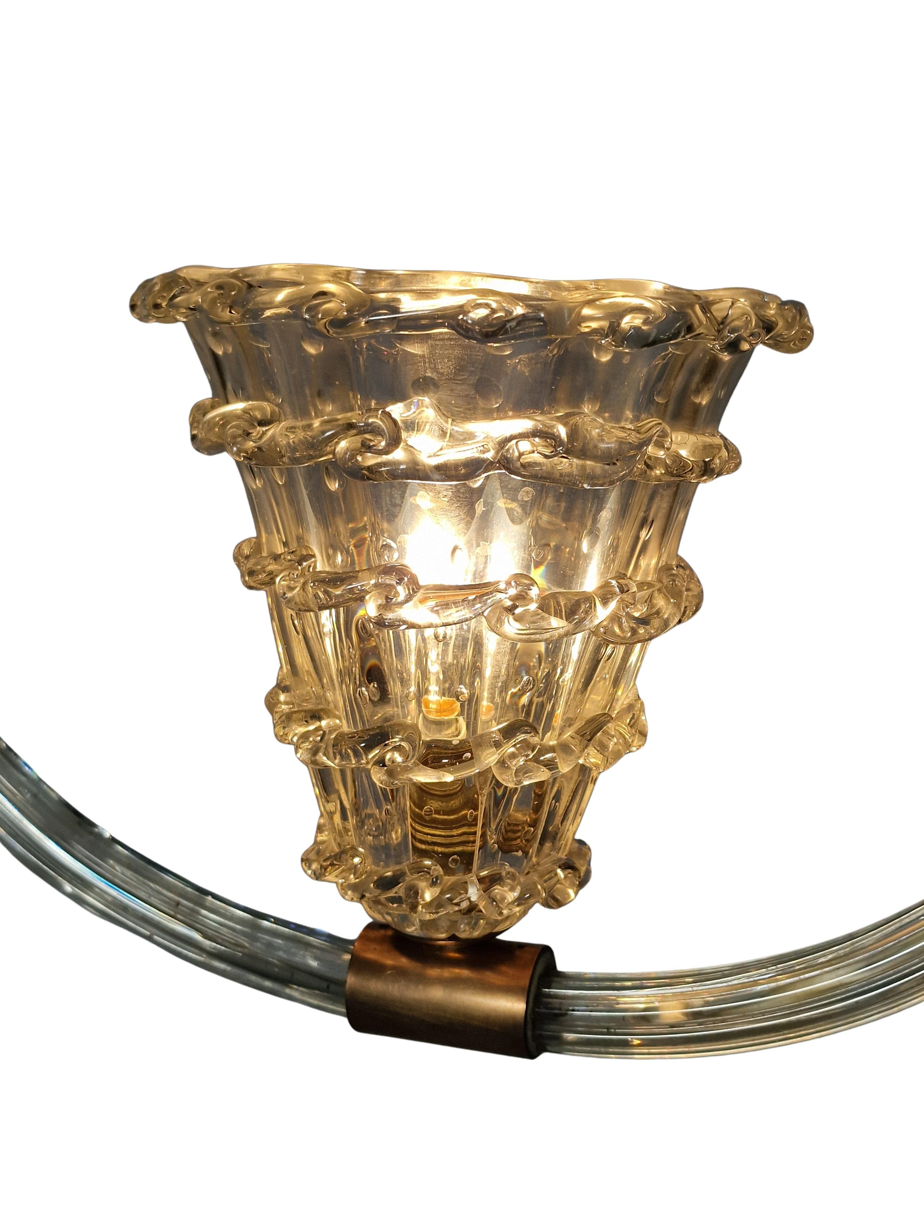 Charme lampadario a sospensione, vetro di Murano, di Barovier, anni '40 Murano Italia in vendita 3