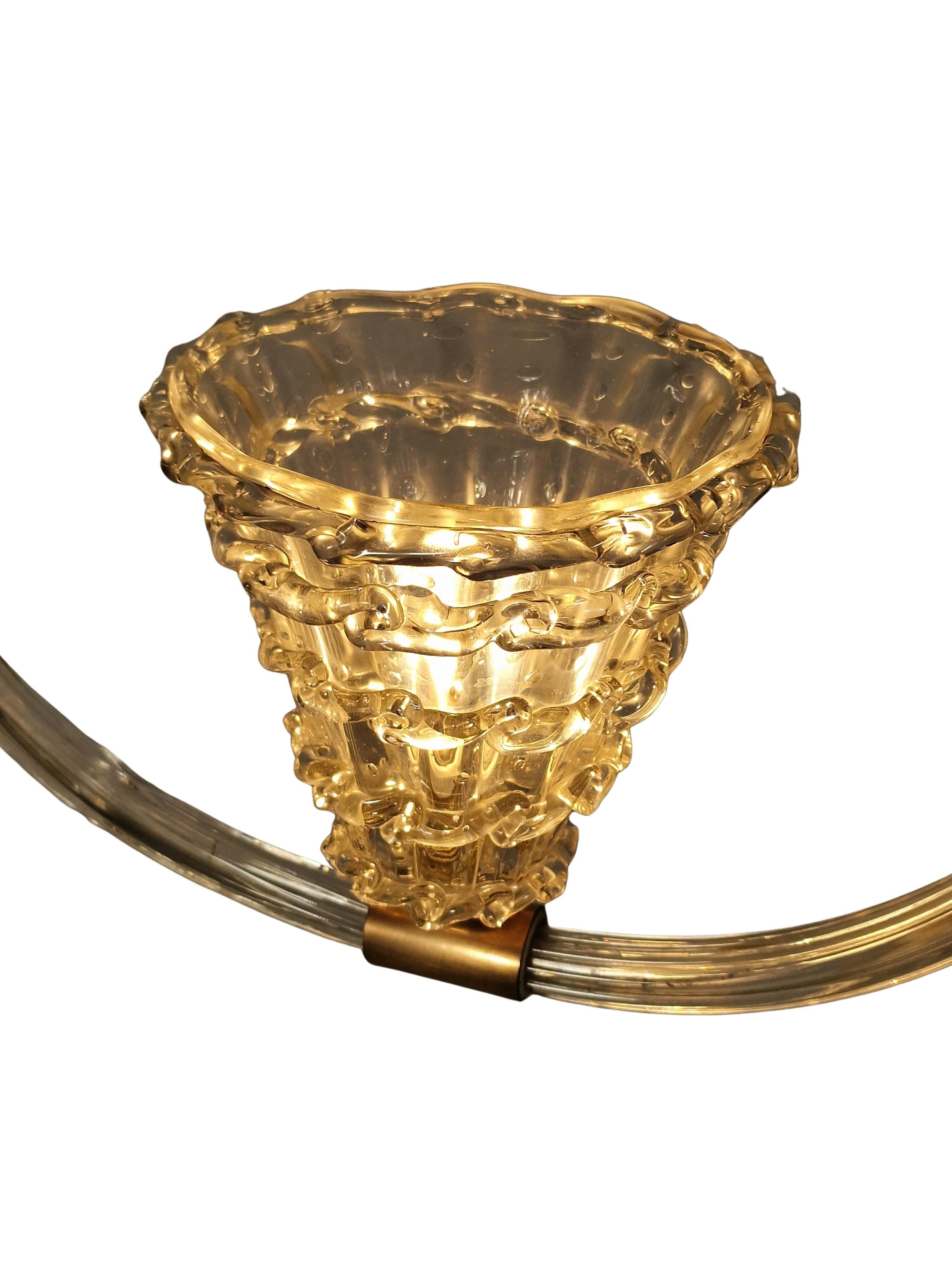 Charme lampadario a sospensione, vetro di Murano, di Barovier, anni '40 Murano Italia in vendita 4
