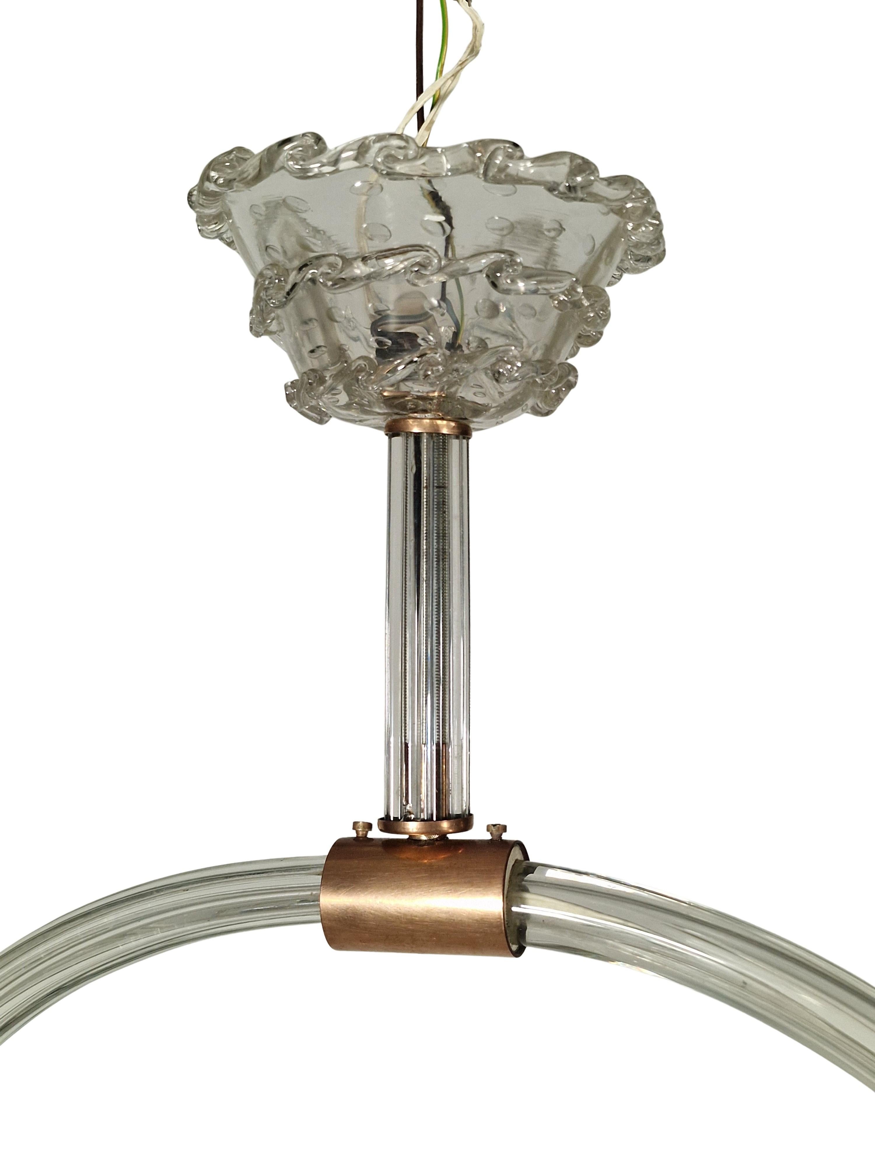Art Déco Charme lampadario a sospensione, vetro di Murano, di Barovier, anni '40 Murano Italia in vendita