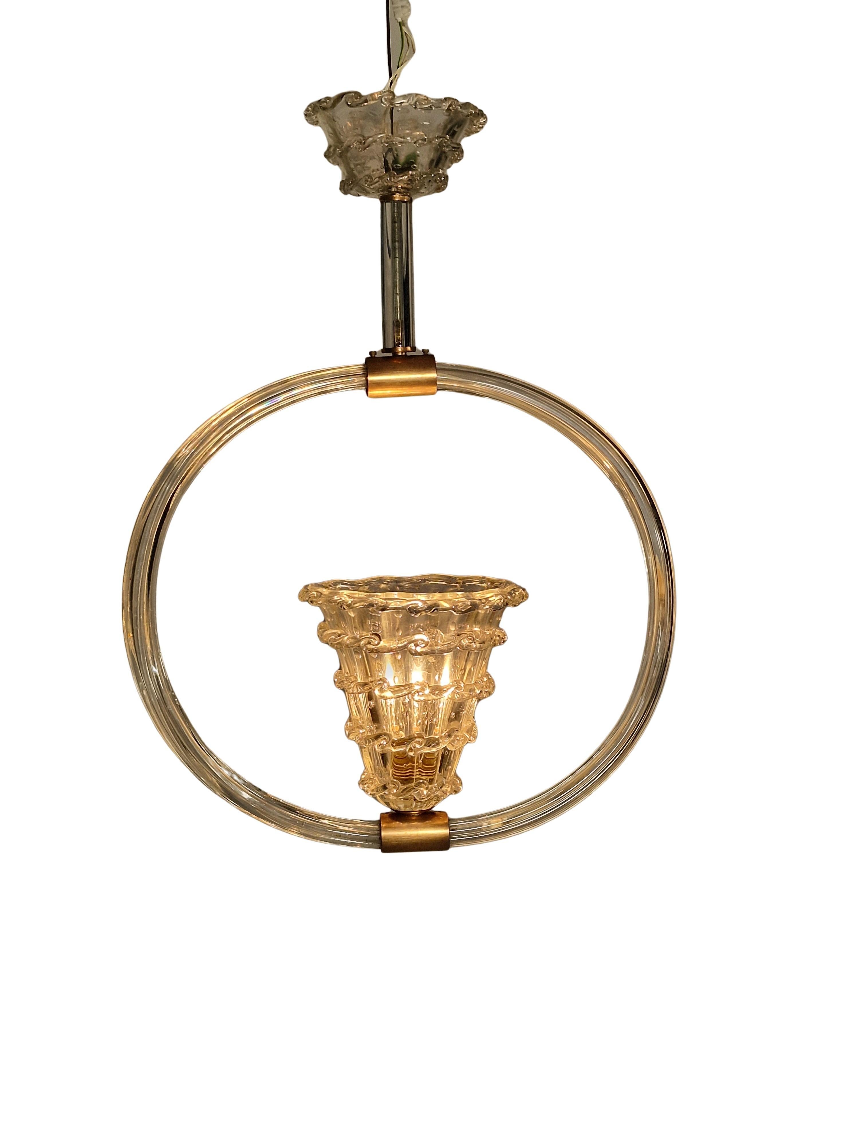 Italiano Charme lampadario a sospensione, vetro di Murano, di Barovier, anni '40 Murano Italia in vendita