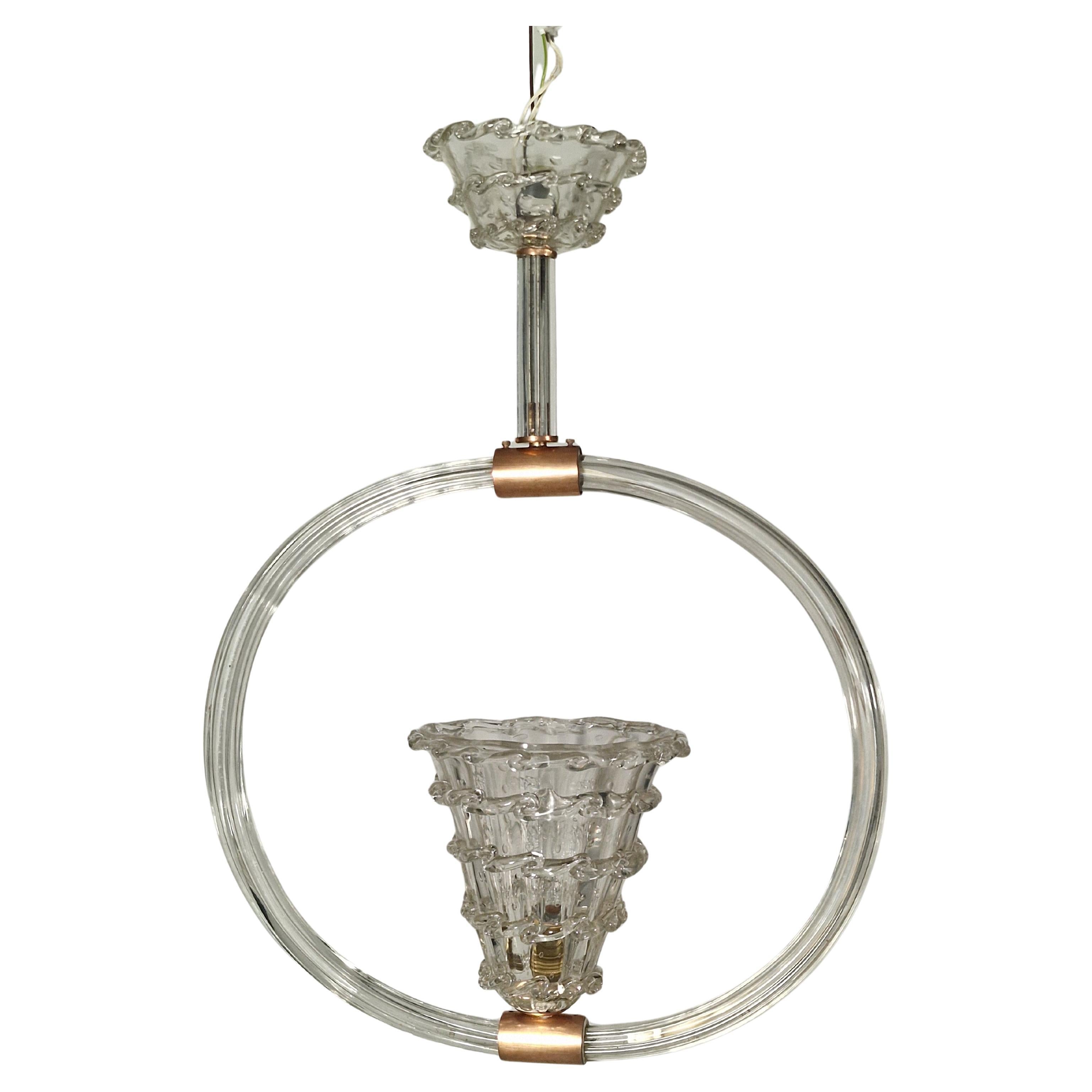 Charming chandelier hanging lamp, Murano glass, by Barovier, 1940s Murano Italy