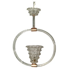 Charmant lustre suspendu, verre de Murano, par Barovier, Murano Italie, années 1940