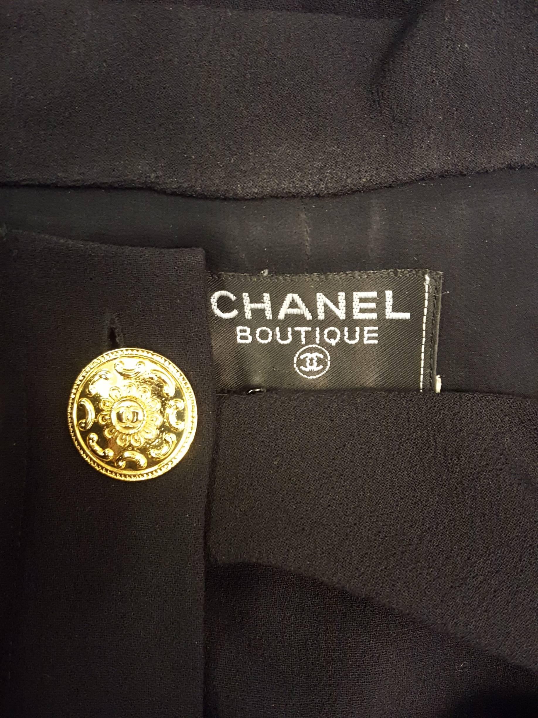 Chanel Black Dress with Faux Short Sleeve Jacket 40 For Sale 1