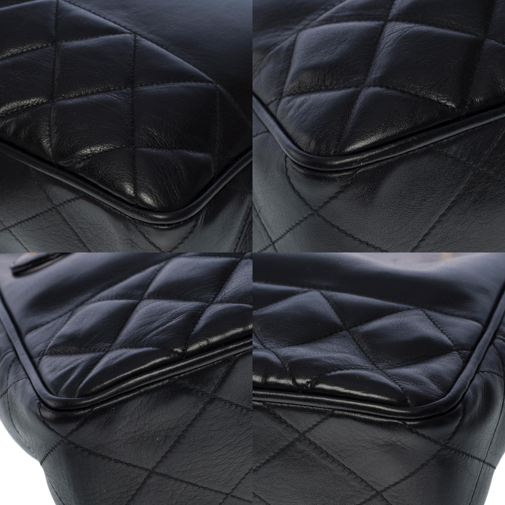 Charming Chanel Classic Shopping Tote bag in black quilted lambskin leather, GHW 6