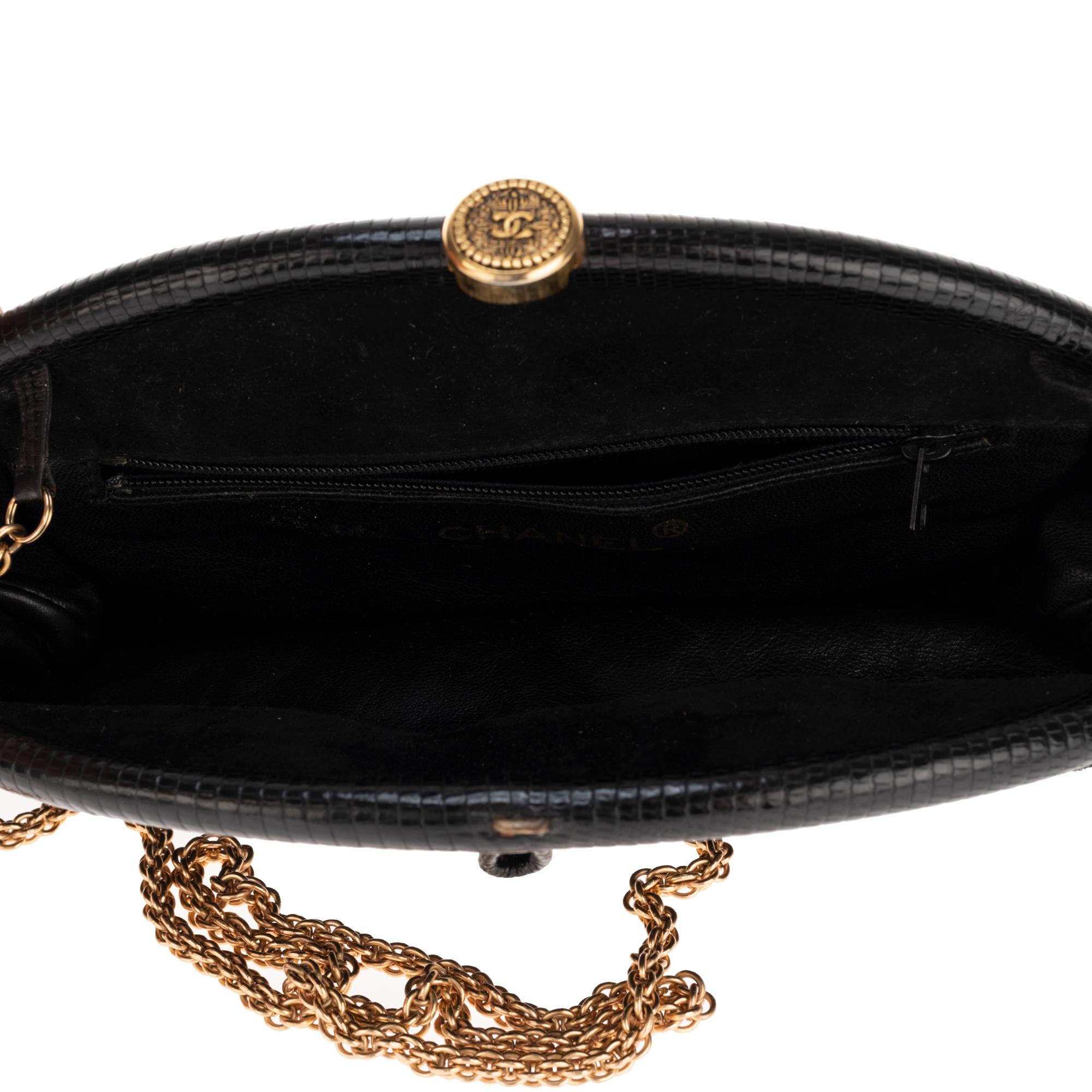 Women's Charming Chanel Evening bag in black lamb's velvet and black Python !