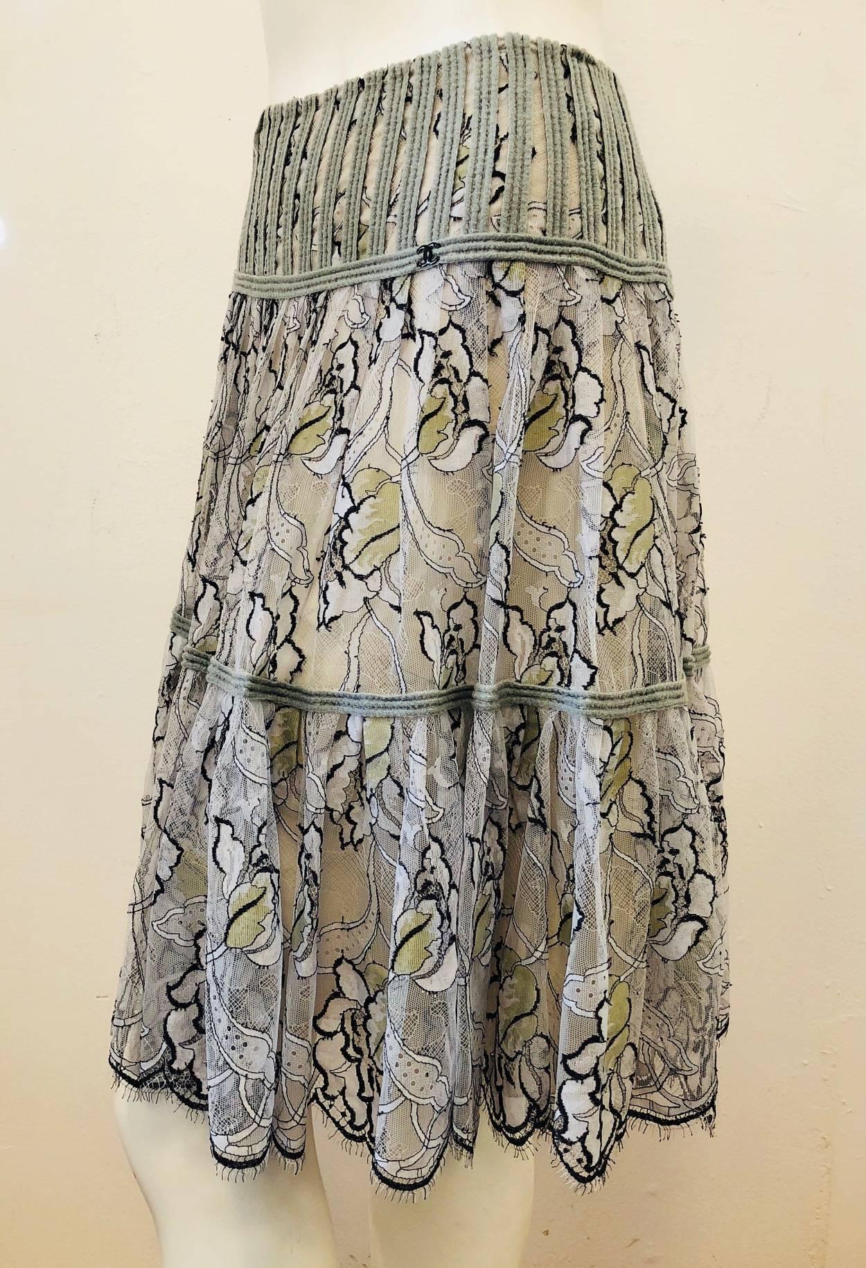 chanel print skirt