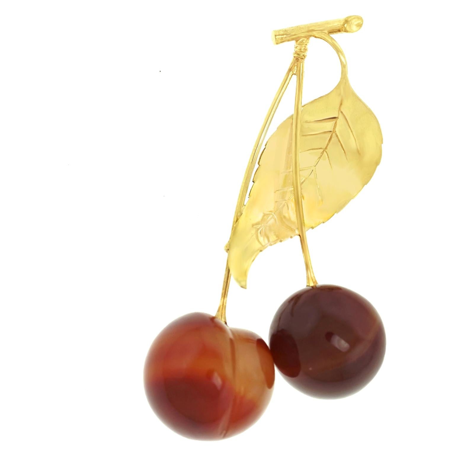 SELOVO Antique Gold Tone Dark Red Enamel Cherry Fruit Brooches for Women Girl 