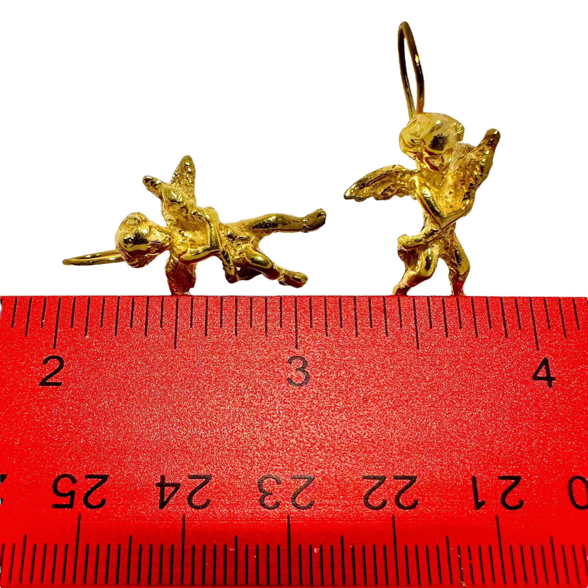 Charming Cherub Earrings in Yellow Gold  For Sale 1