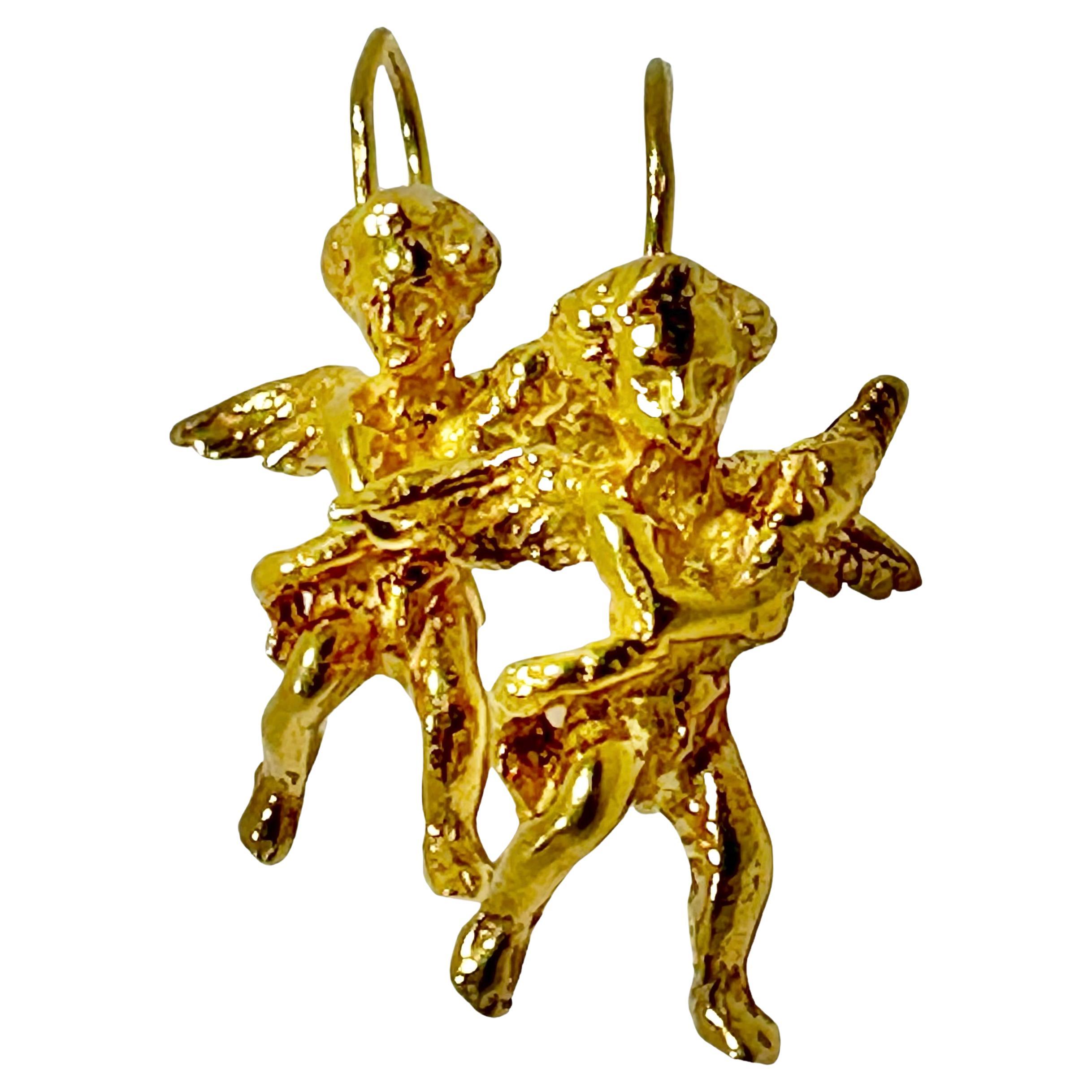 Charming Cherub Earrings in Yellow Gold  For Sale