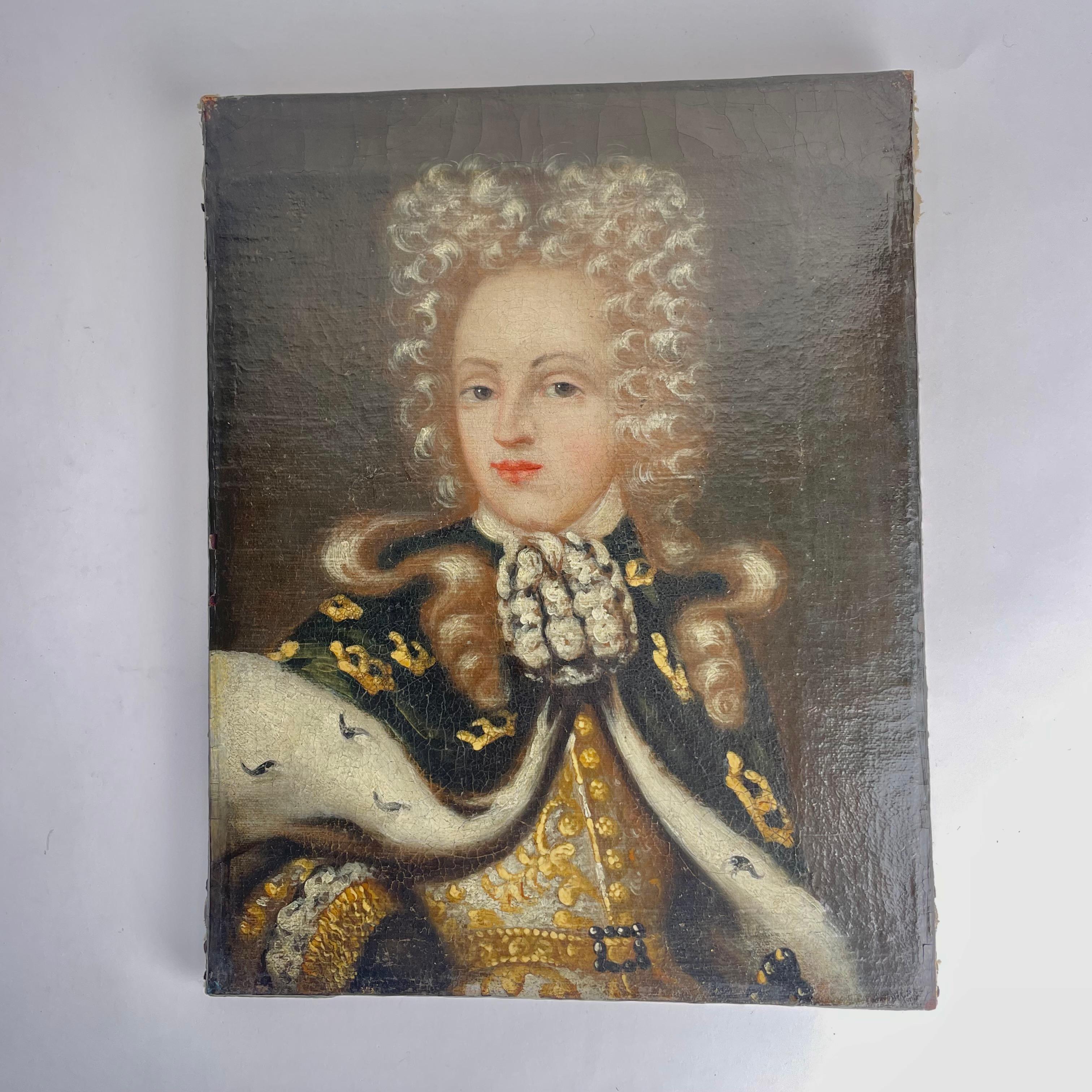 Baroque Charmant portrait d'enfant du roi de Suède Charles XI, datant de la fin du XVIIe siècle. en vente
