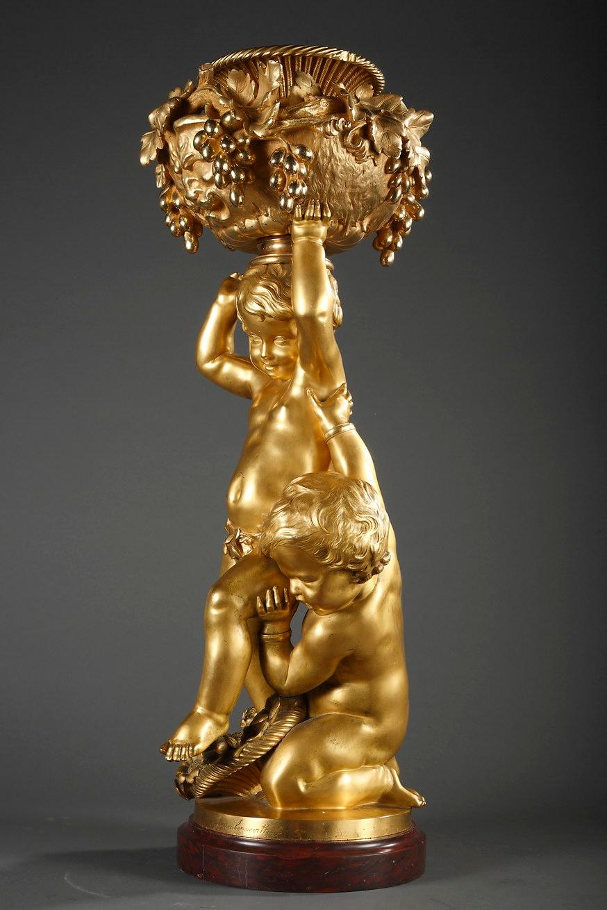 „Children Bacchanale“ aus vergoldeter Bronze von C. Cumberworth & Susse Frères, um 1860 (Vergoldet)