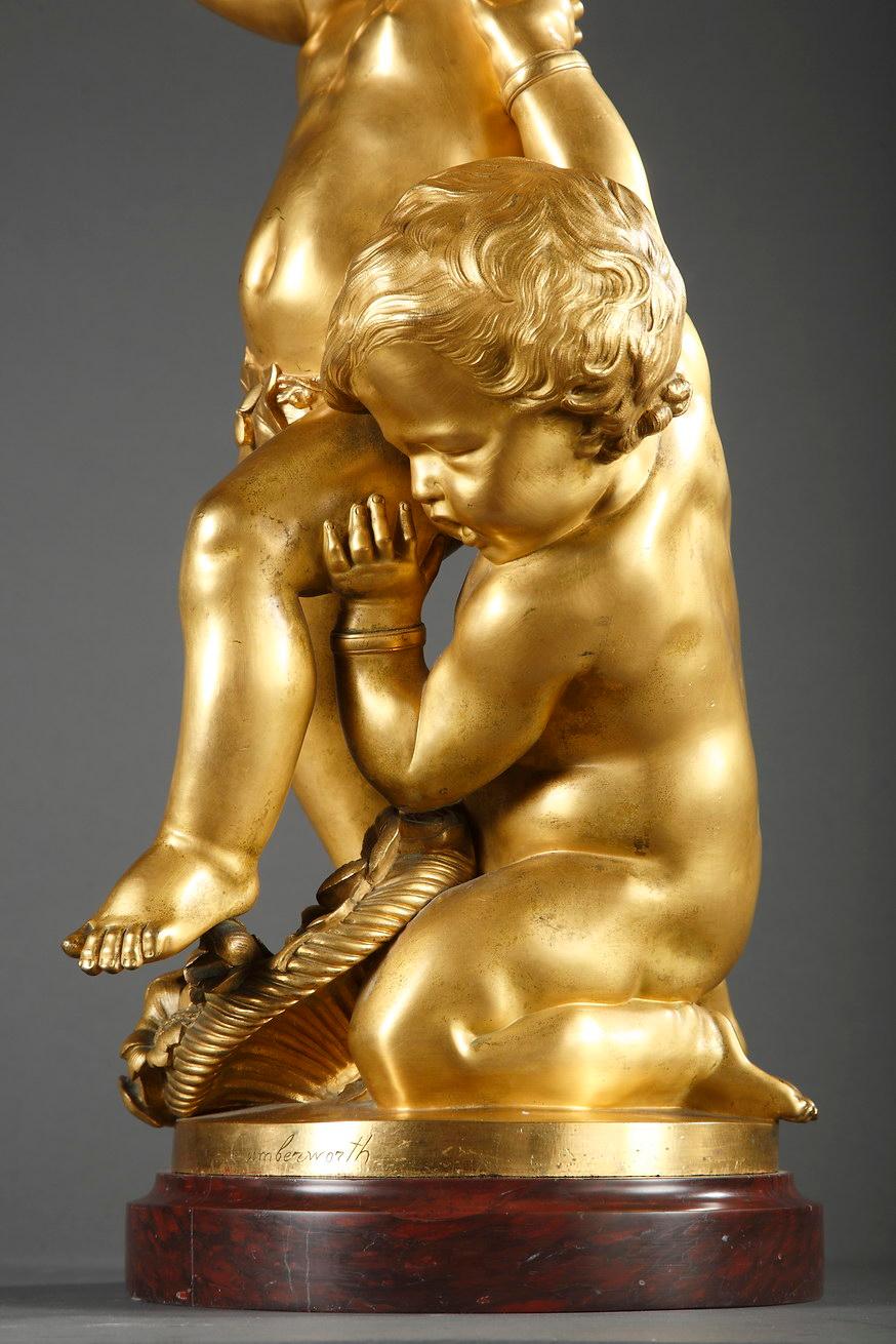 „Children Bacchanale“ aus vergoldeter Bronze von C. Cumberworth & Susse Frères, um 1860 im Zustand „Gut“ in PARIS, FR