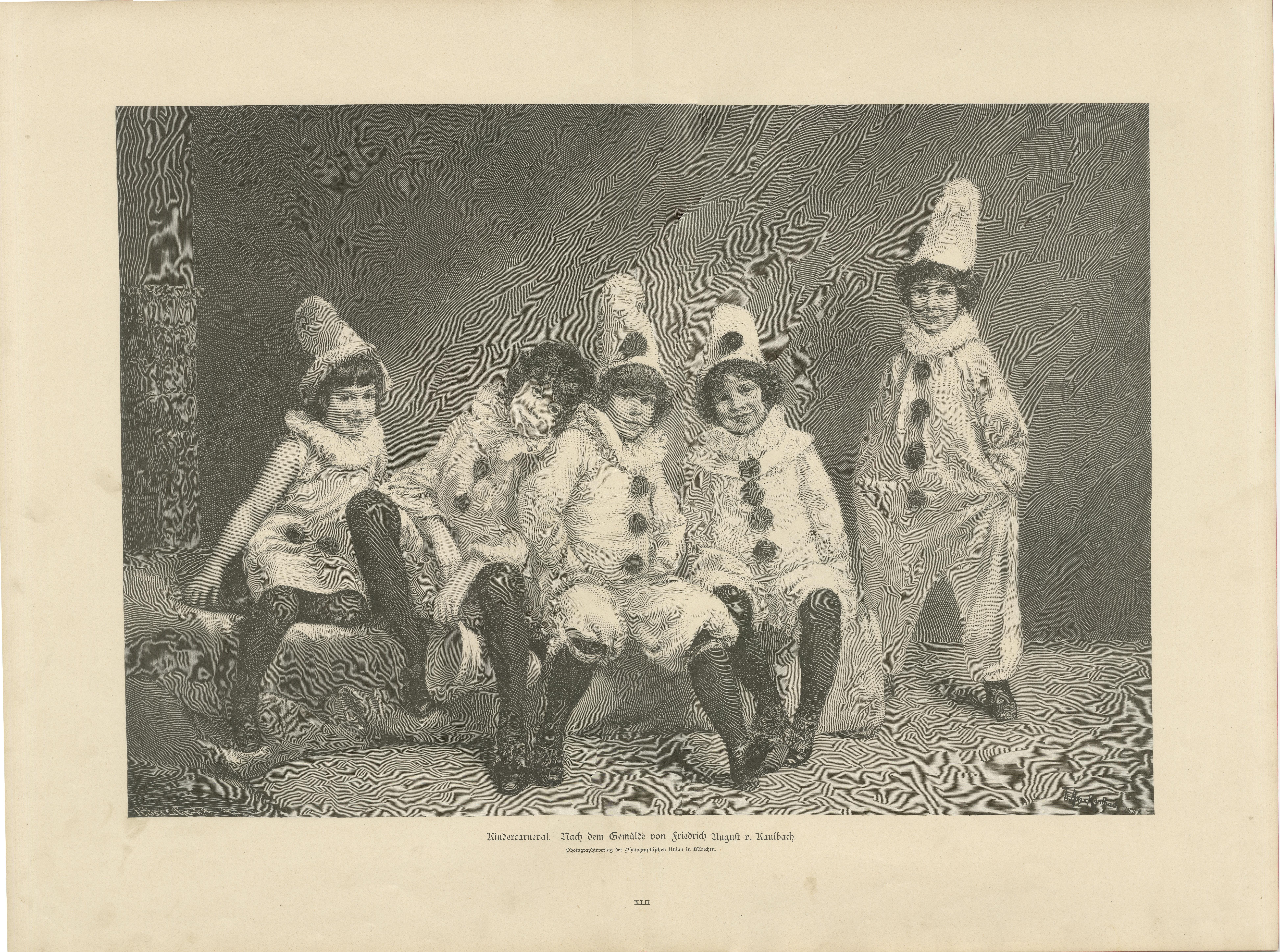 Charmante scène de carnaval pour enfants - D'après Friedrich August von Caulbach, c.1900 en vente 2