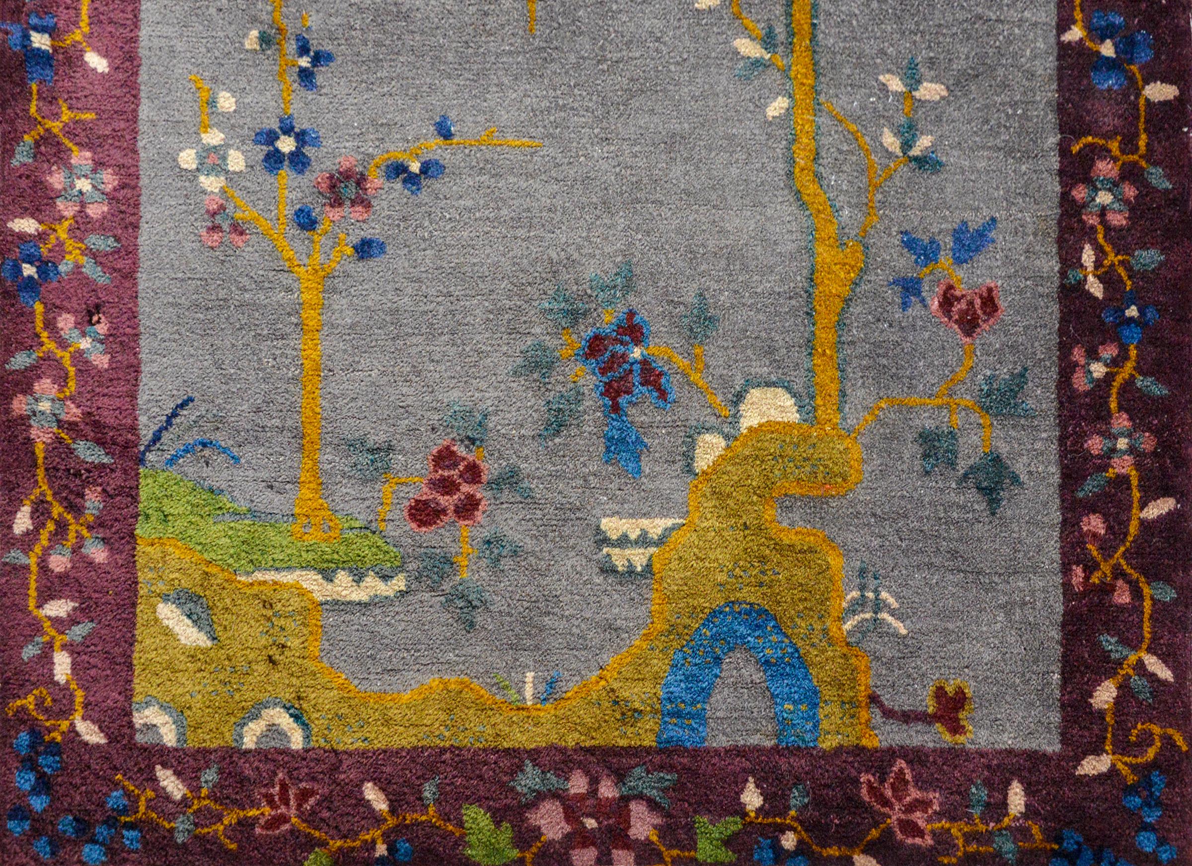 Wool Charming Chinese Art Deco Rug For Sale