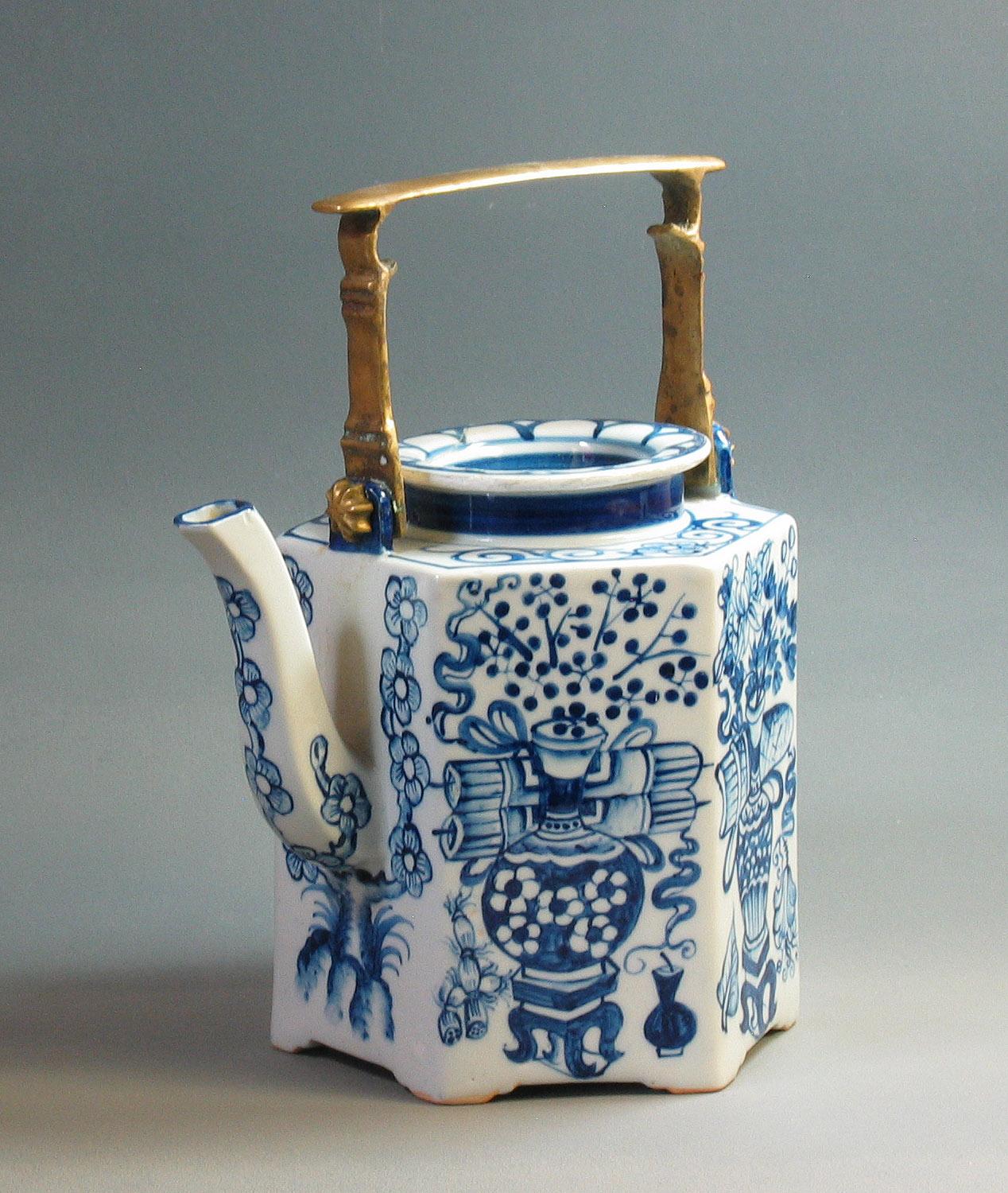 blue and white teapot