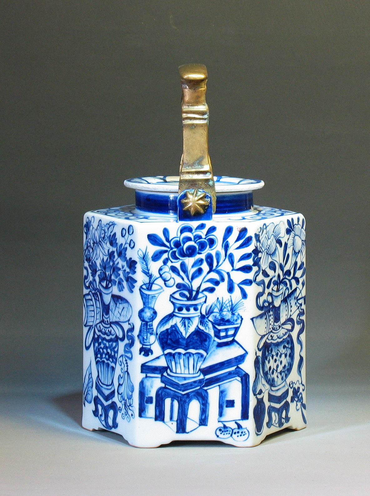 Charming Chinese Export Hexagonal Blue Asian Hexagonal Cobalt Blue and White