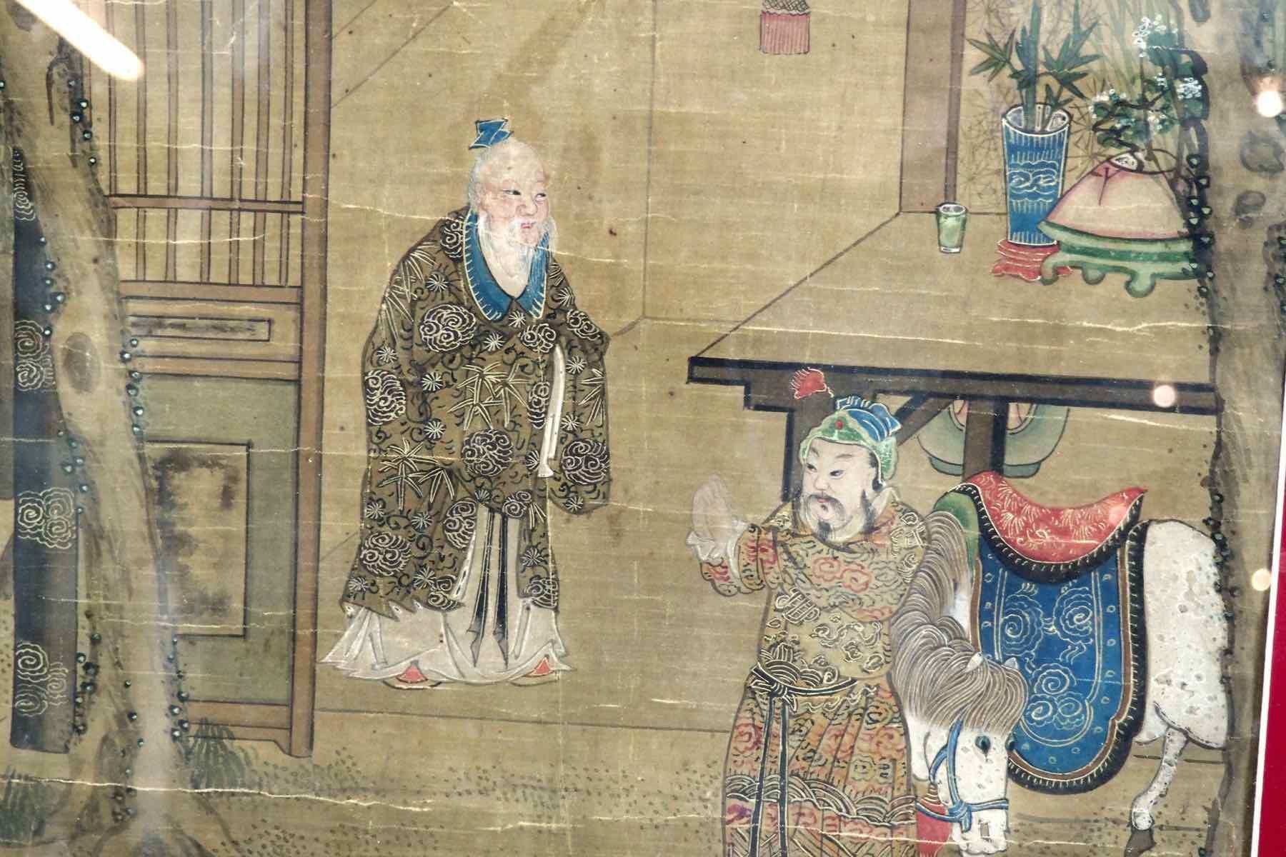 Charmante chinesische Malerei, 18. Jahrhundert
Maße: H. 32 B. 45 cm 
H. 12.5 B. 17,7 in.
  