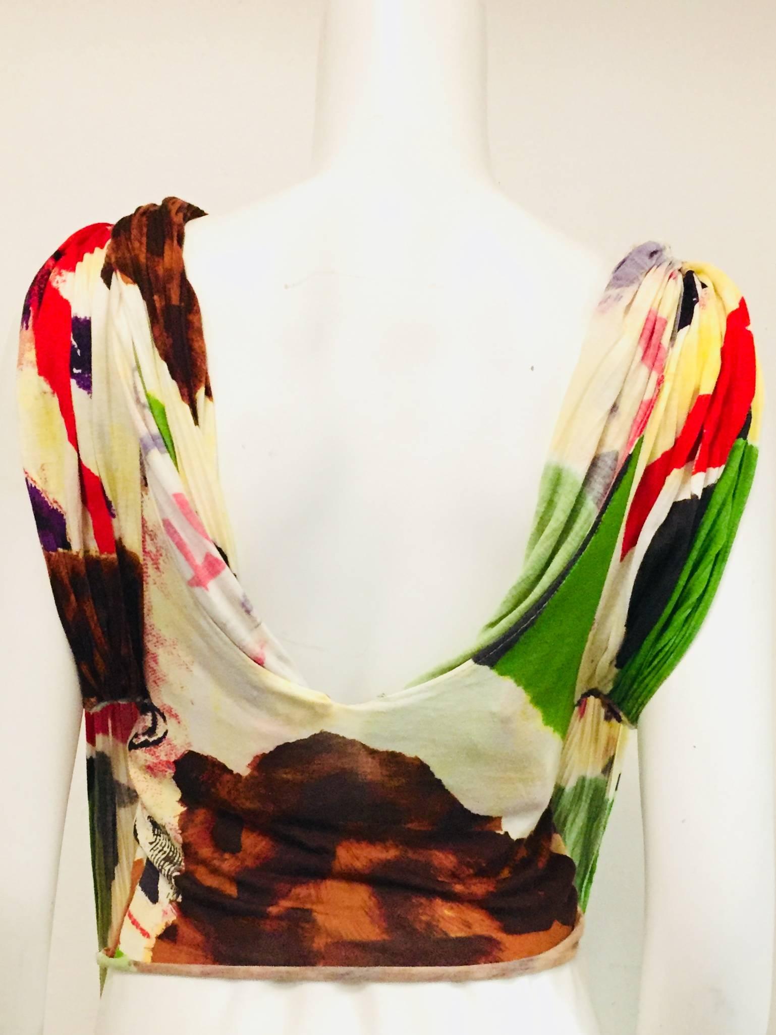 Charming Christian Dior Avant Garde Multi Color Mixed Print Top In Excellent Condition In Palm Beach, FL