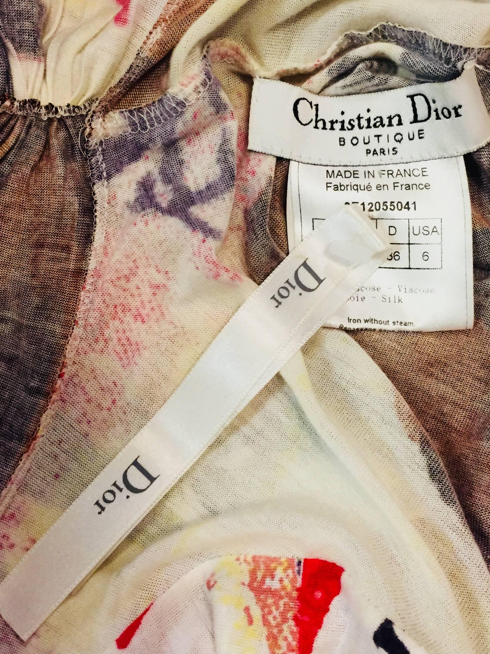 Charming Christian Dior Avant Garde Multi Color Mixed Print Top 1
