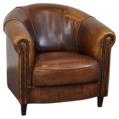 Charming, classy, and comfortable sheepskin leather club armchair