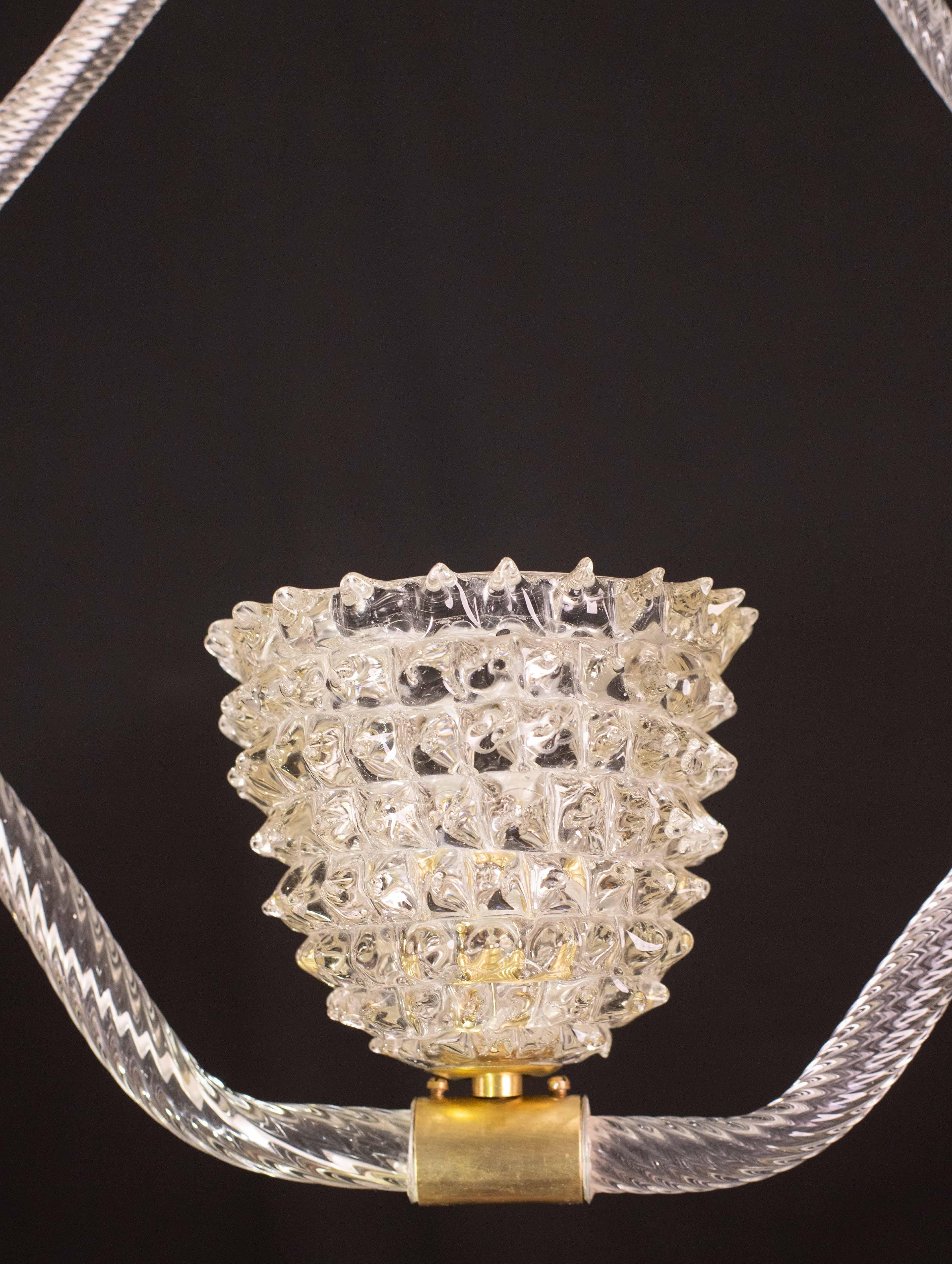 Charmanter Kronleuchter aus klarem Murano-Rostrato-Glas von Barovier & Toso, 1940er Jahre im Angebot 6