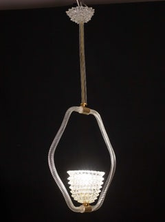 Charming Clear Rostrato Murano Glass Chandelier by Barovier & Toso, 1940s