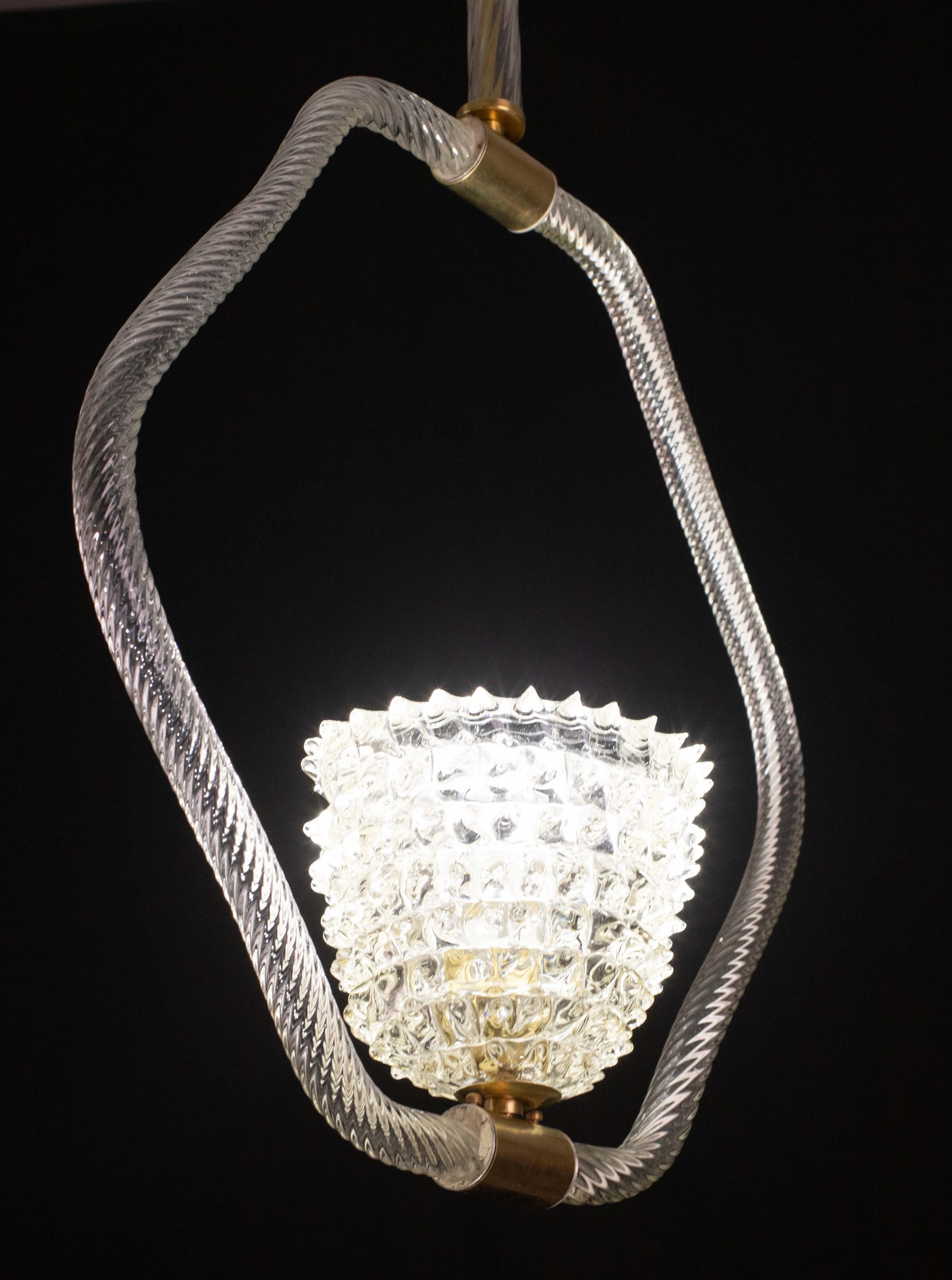 Charmanter Kronleuchter aus klarem Murano-Rostrato-Glas von Barovier & Toso, 1940er Jahre (Europäisch) im Angebot