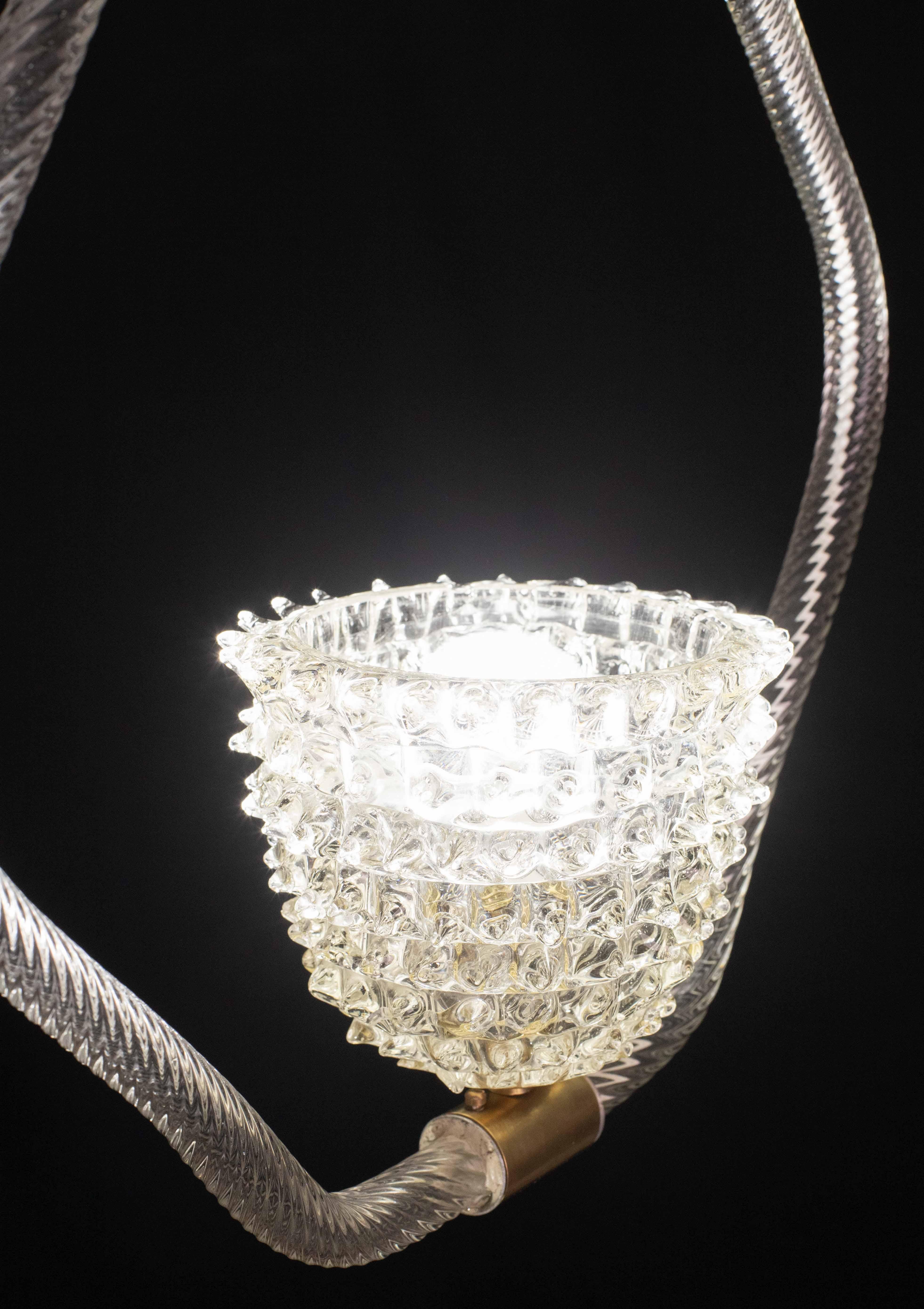 Charmanter Kronleuchter aus klarem Murano-Rostrato-Glas von Barovier & Toso, 1940er Jahre (Mitte des 20. Jahrhunderts) im Angebot