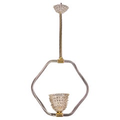 Charmanter Kronleuchter aus klarem Murano-Rostrato-Glas von Barovier & Toso, 1940er Jahre
