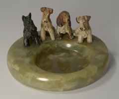 Charming Cold Painted Bronze Dog "Vide Poche" / Desk Tidy, circa 1910