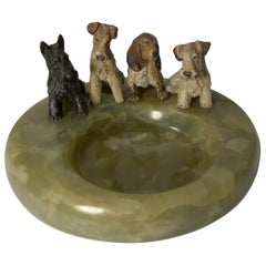 Charming Cold Painted Bronze Dog "Vide Poche" / Desk Tidy, circa 1910