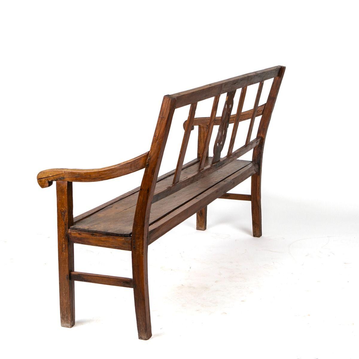 Charming Colonial Bench in Narra Hardwood, Philippines In Good Condition In Kastrup, DK