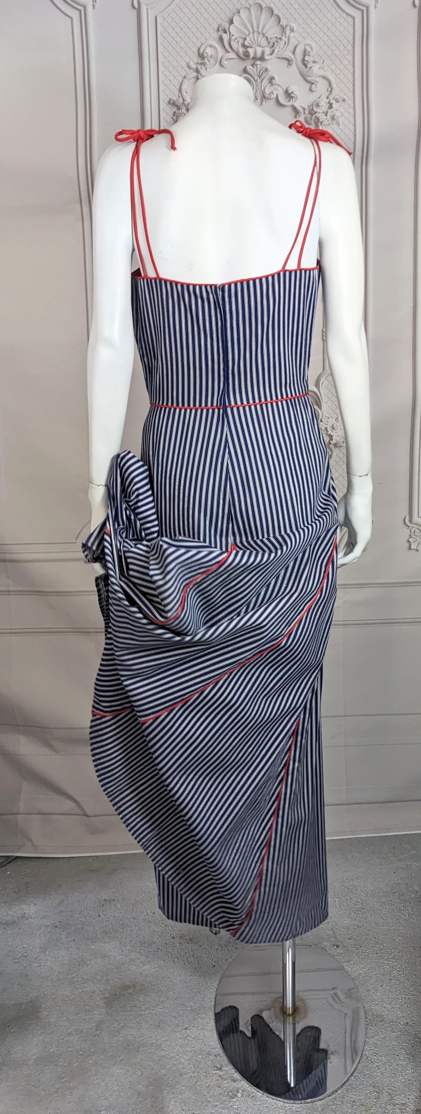 Charming Cotton Ticking Maxi Dress, Saks Fifth Ave. For Sale 5