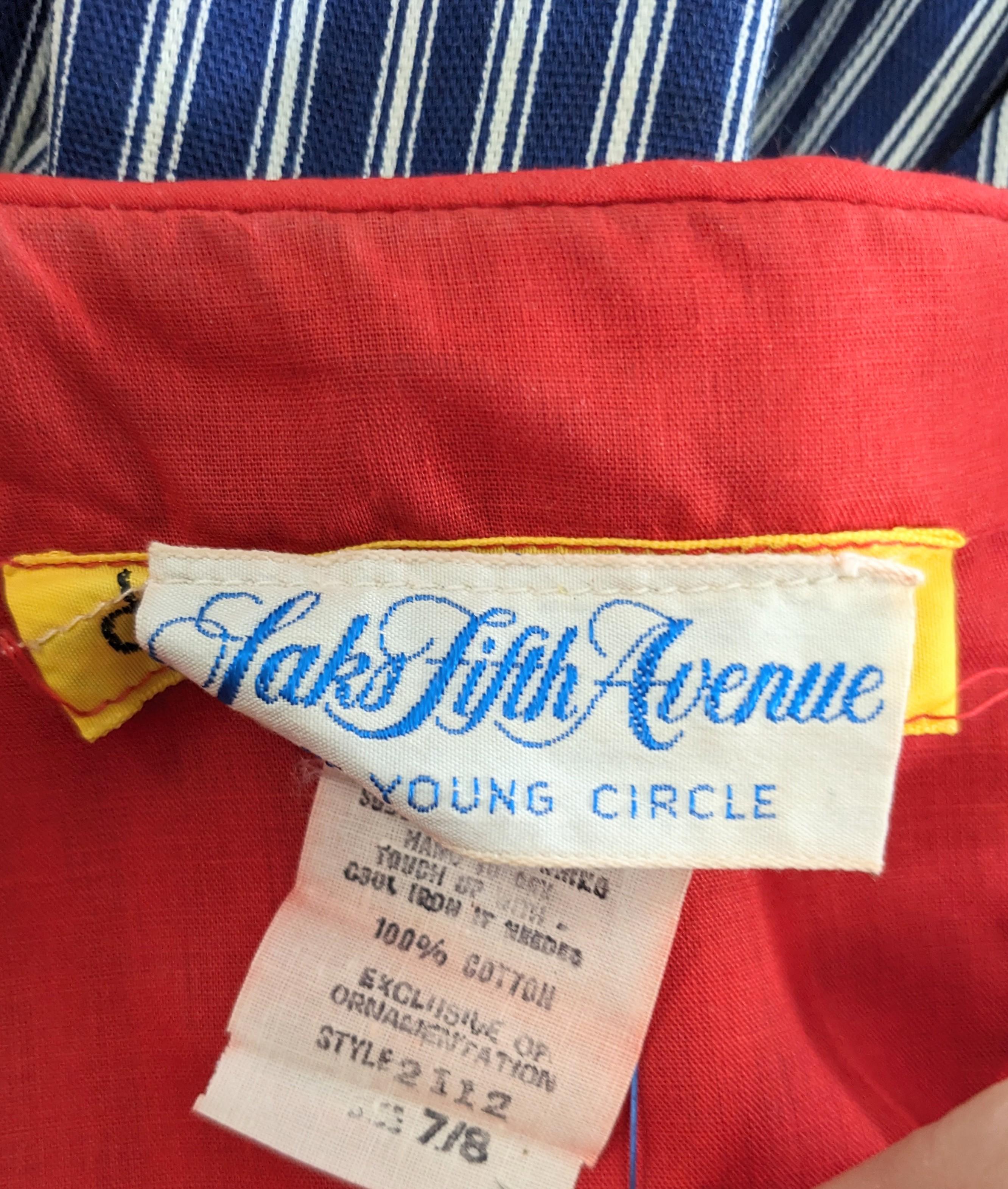 Charming Cotton Ticking Maxi Dress, Saks Fifth Ave. For Sale 6