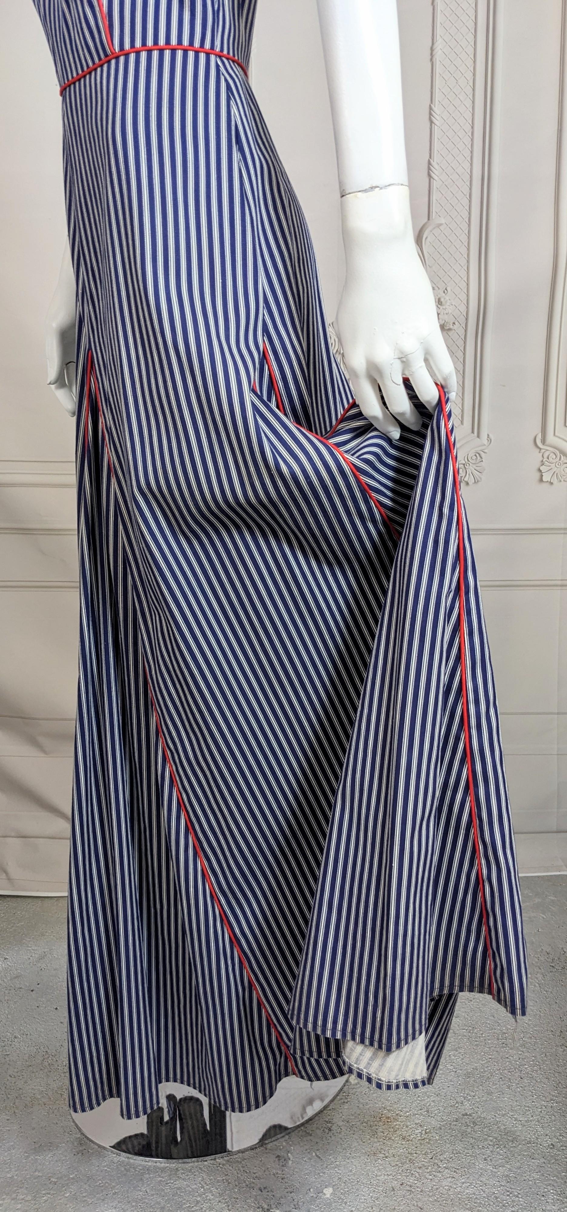 Charming Cotton Ticking Maxi Dress, Saks Fifth Ave. For Sale 1