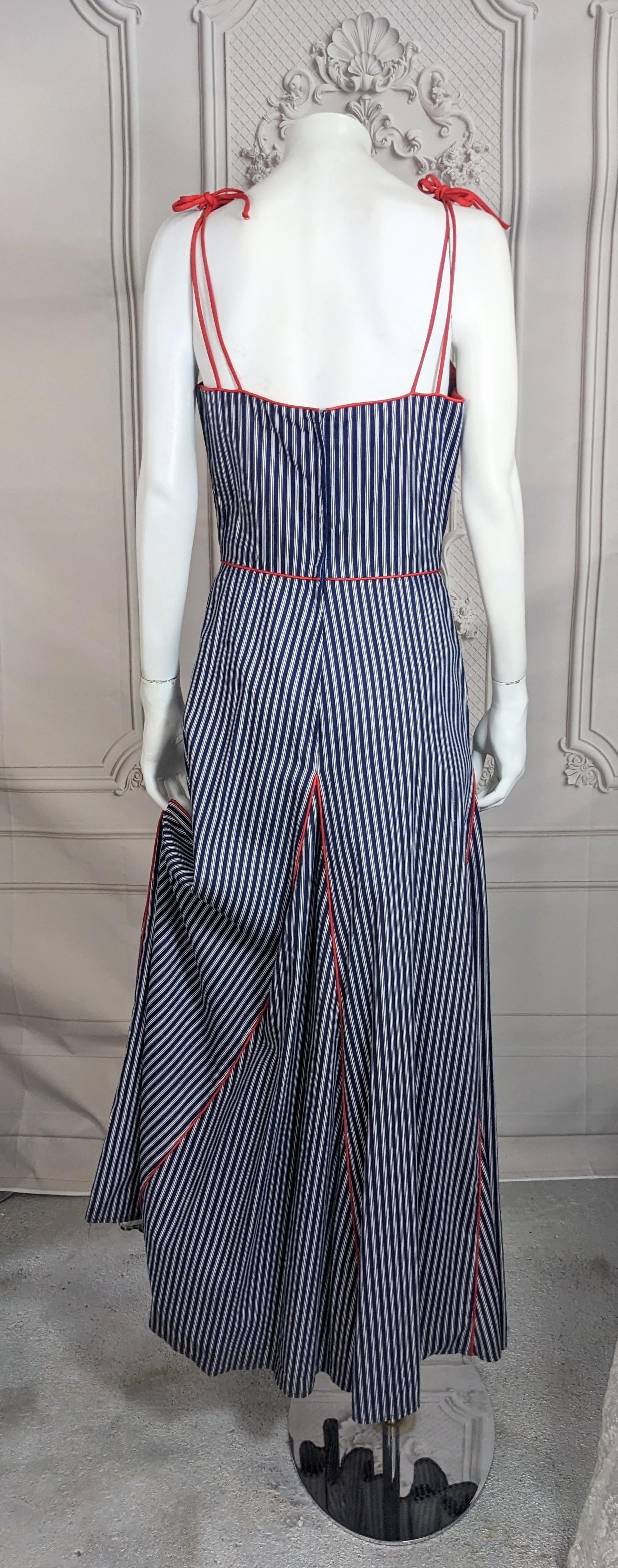 Charming Cotton Ticking Maxi Dress, Saks Fifth Ave. For Sale 2