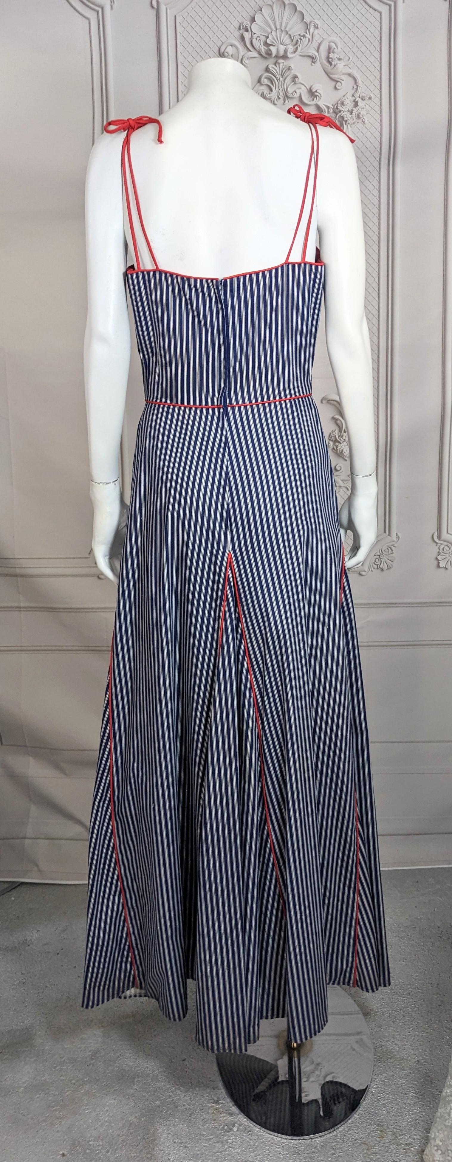 Charming Cotton Ticking Maxi Dress, Saks Fifth Ave. For Sale 3