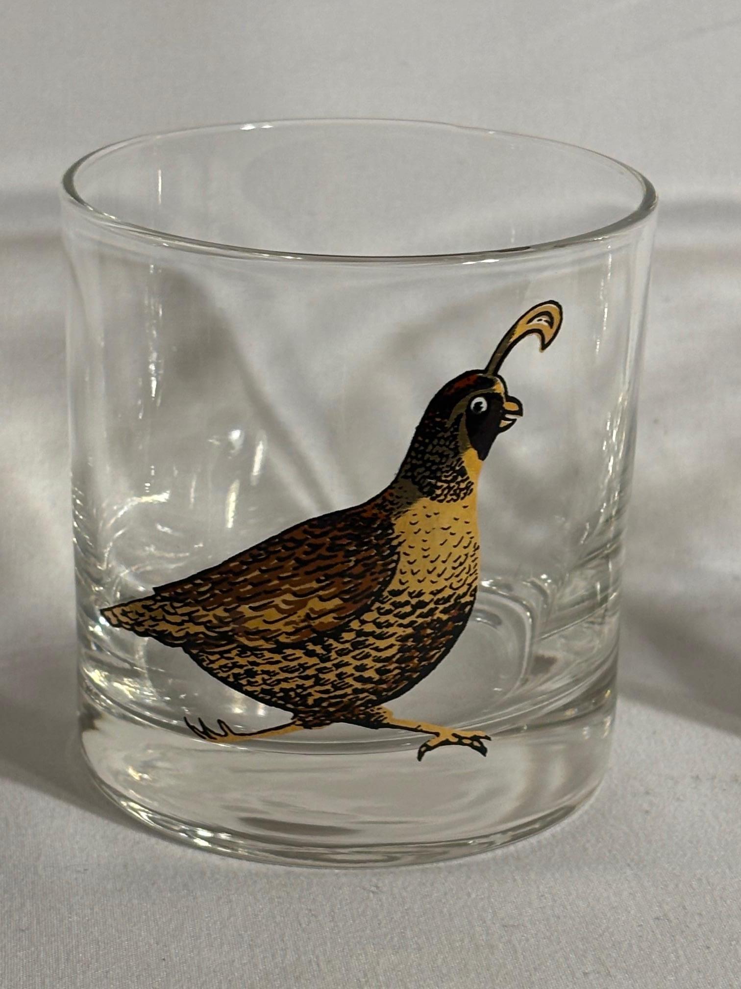 Charming set of Quail glasses for a barcart or any MCM enthusiast. 
 Perfect Father's Day Gift