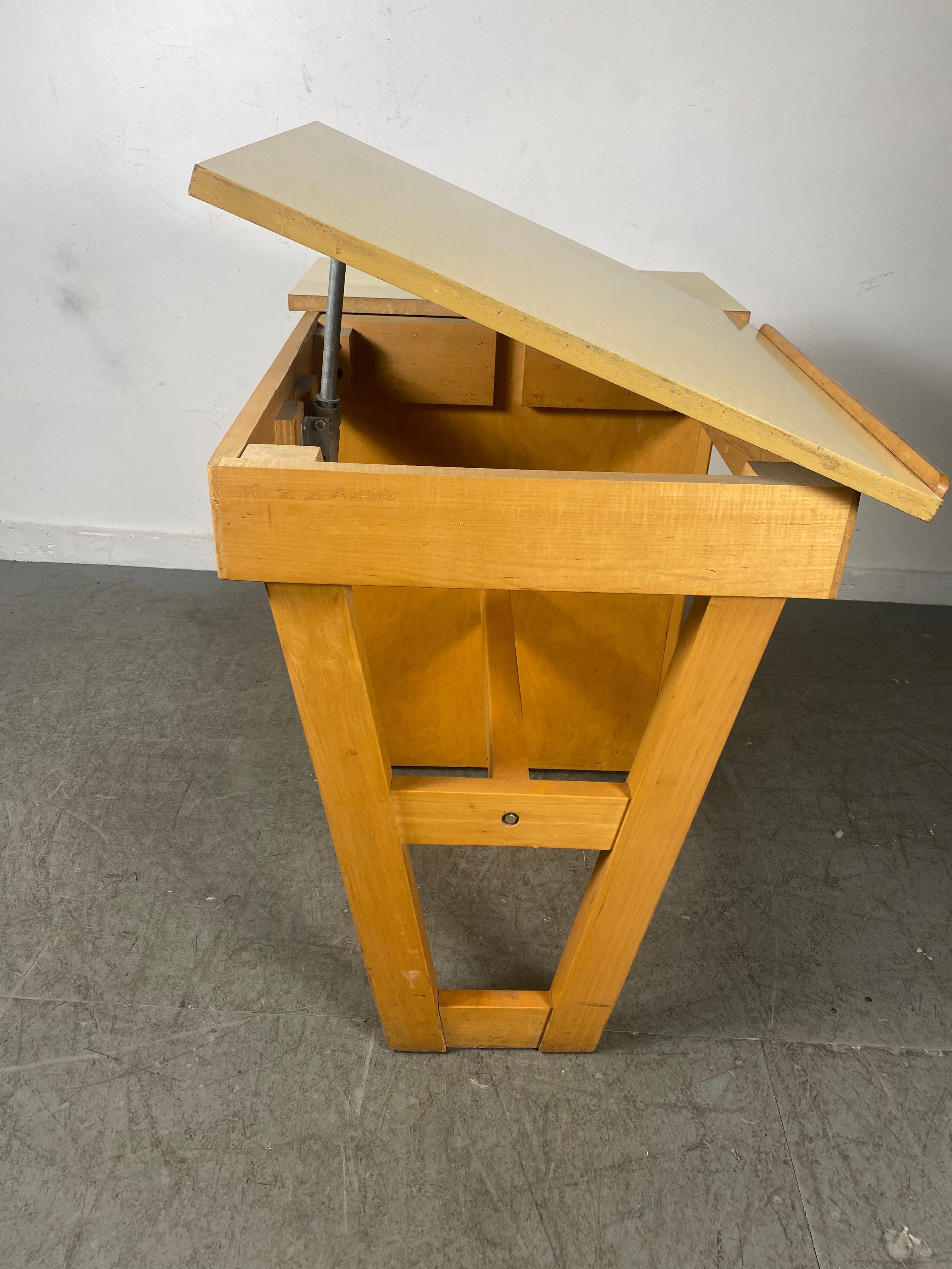 Metal Charming , diminutive desk / drafting table, , Classic Modernist Design.. Storage