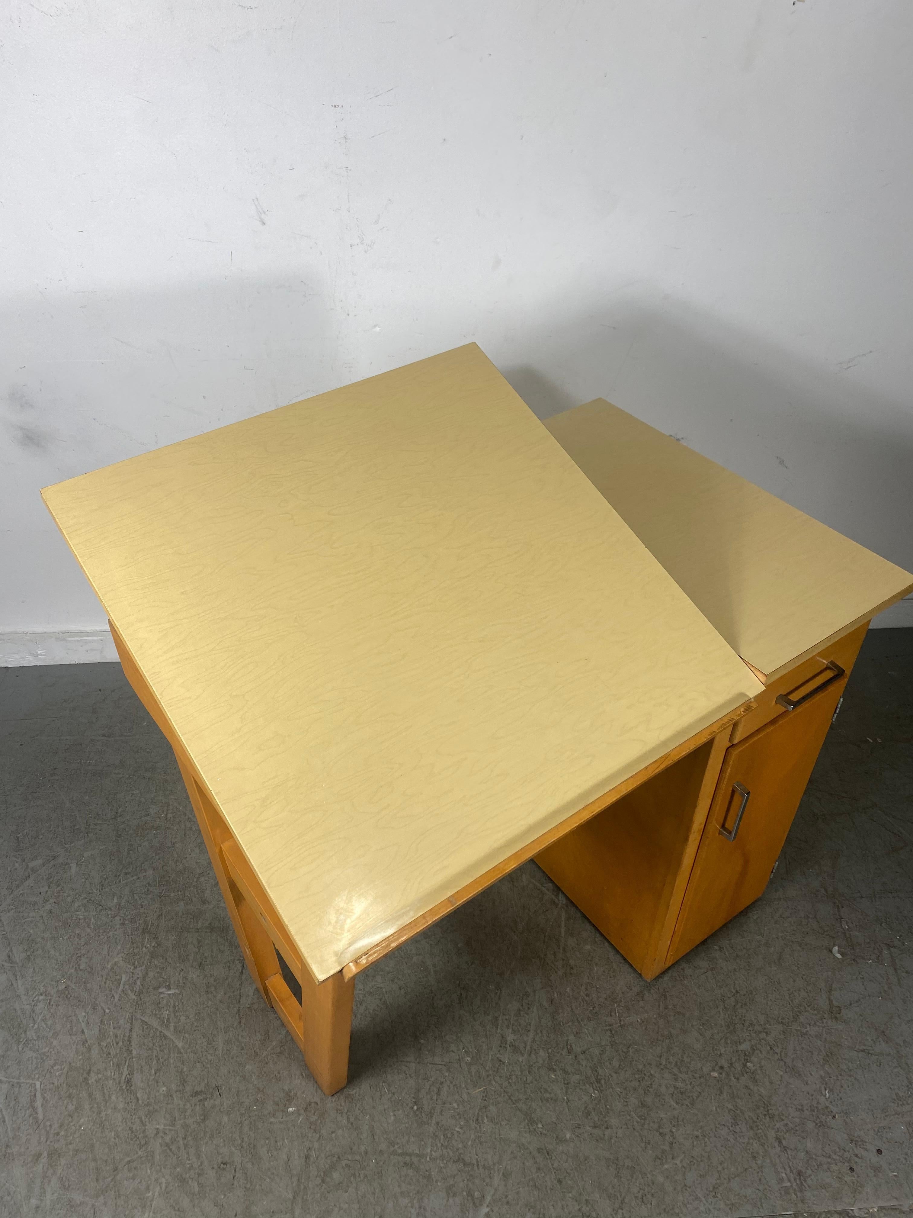 Charming , diminutive desk / drafting table, , Classic Modernist Design.. Storage 1